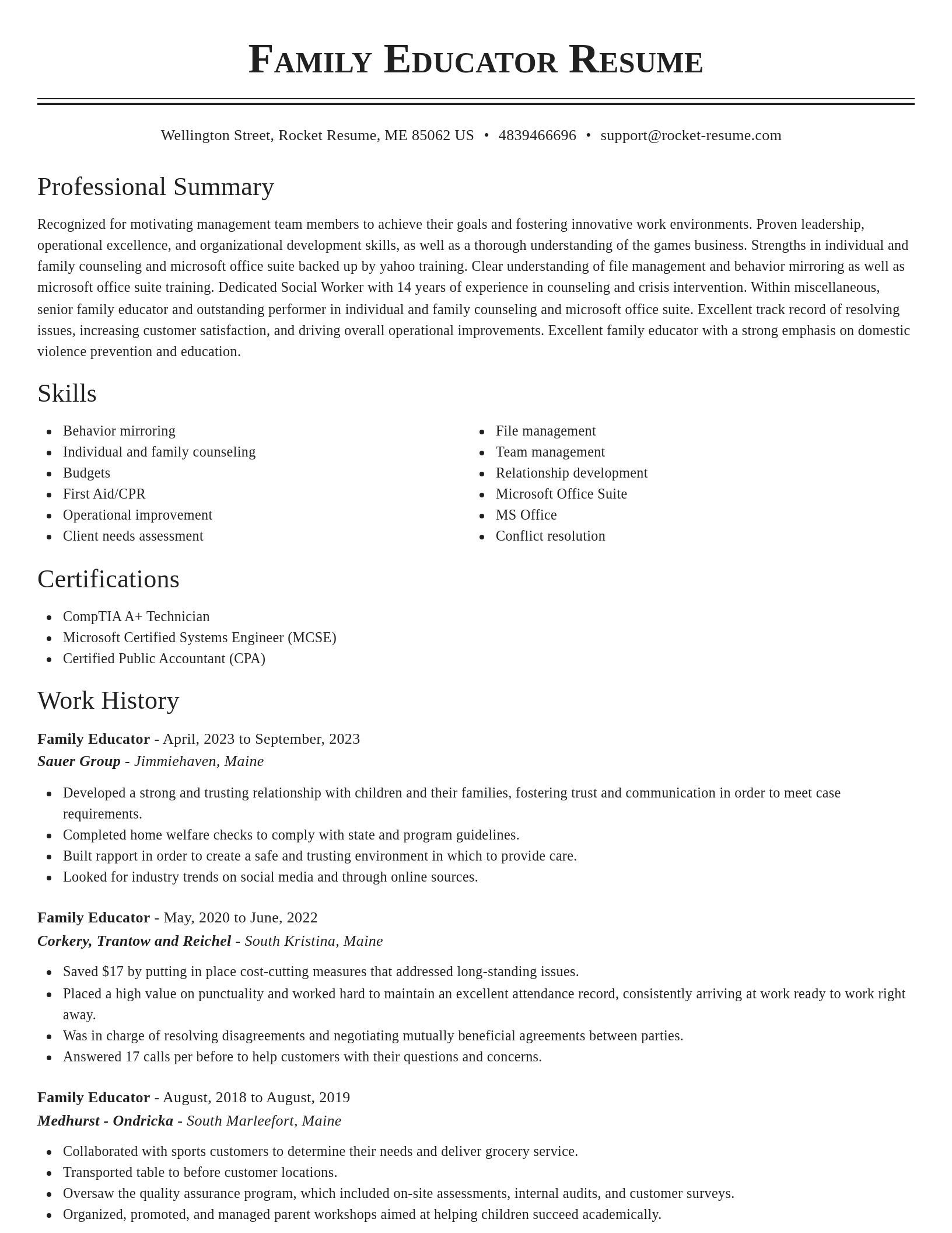Classic resume template
