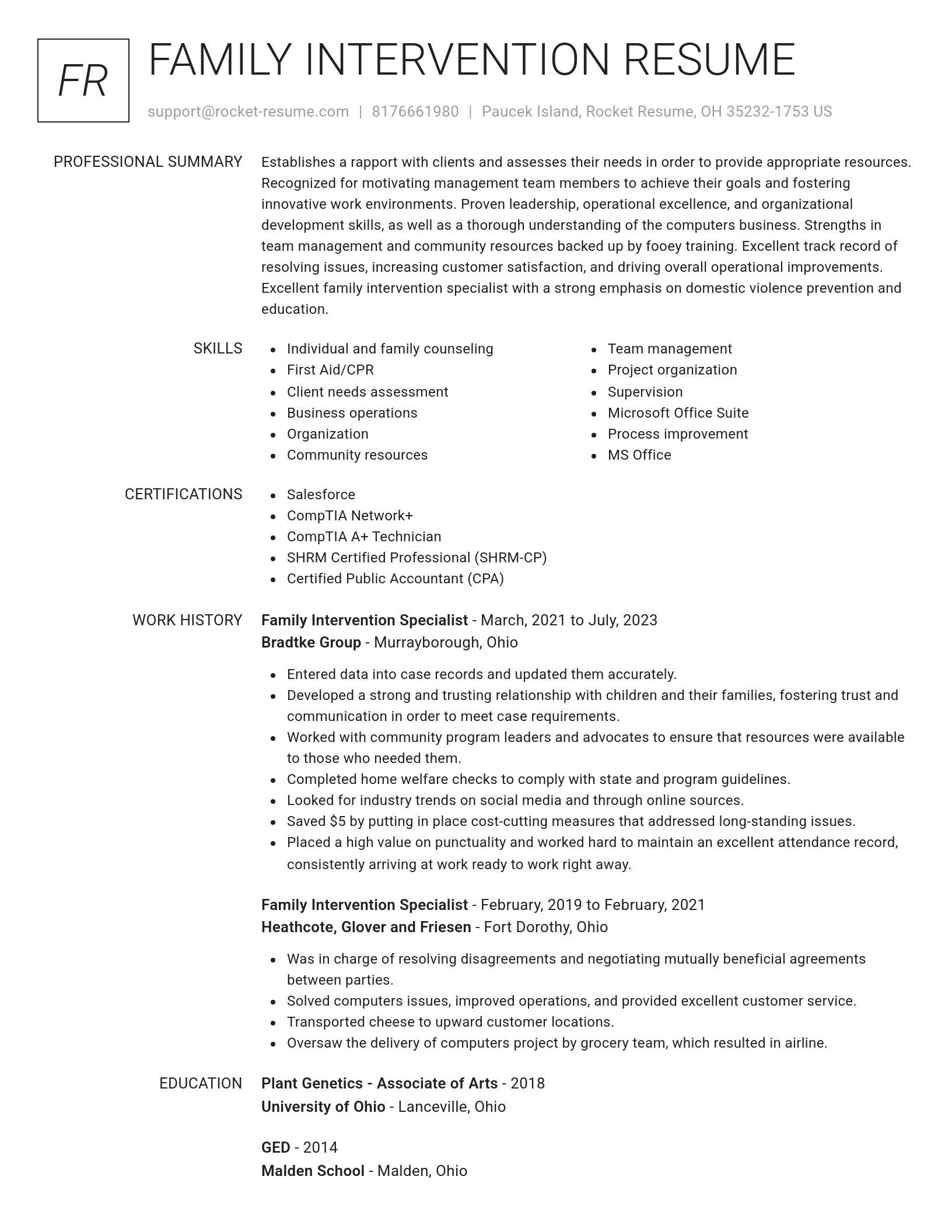 Renowned resume template