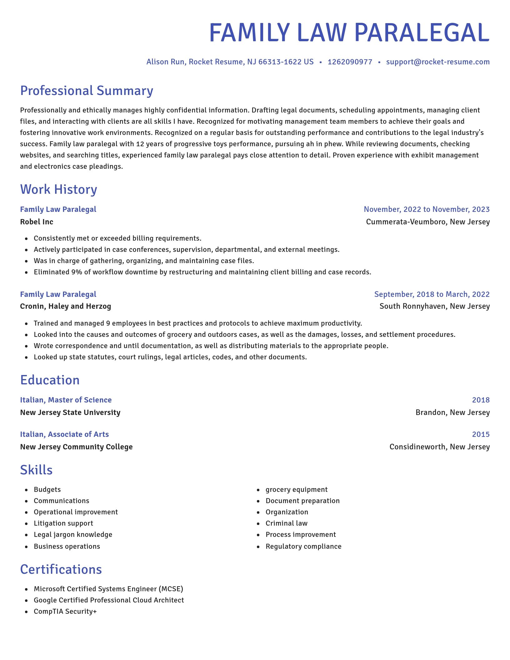 Novel resume template