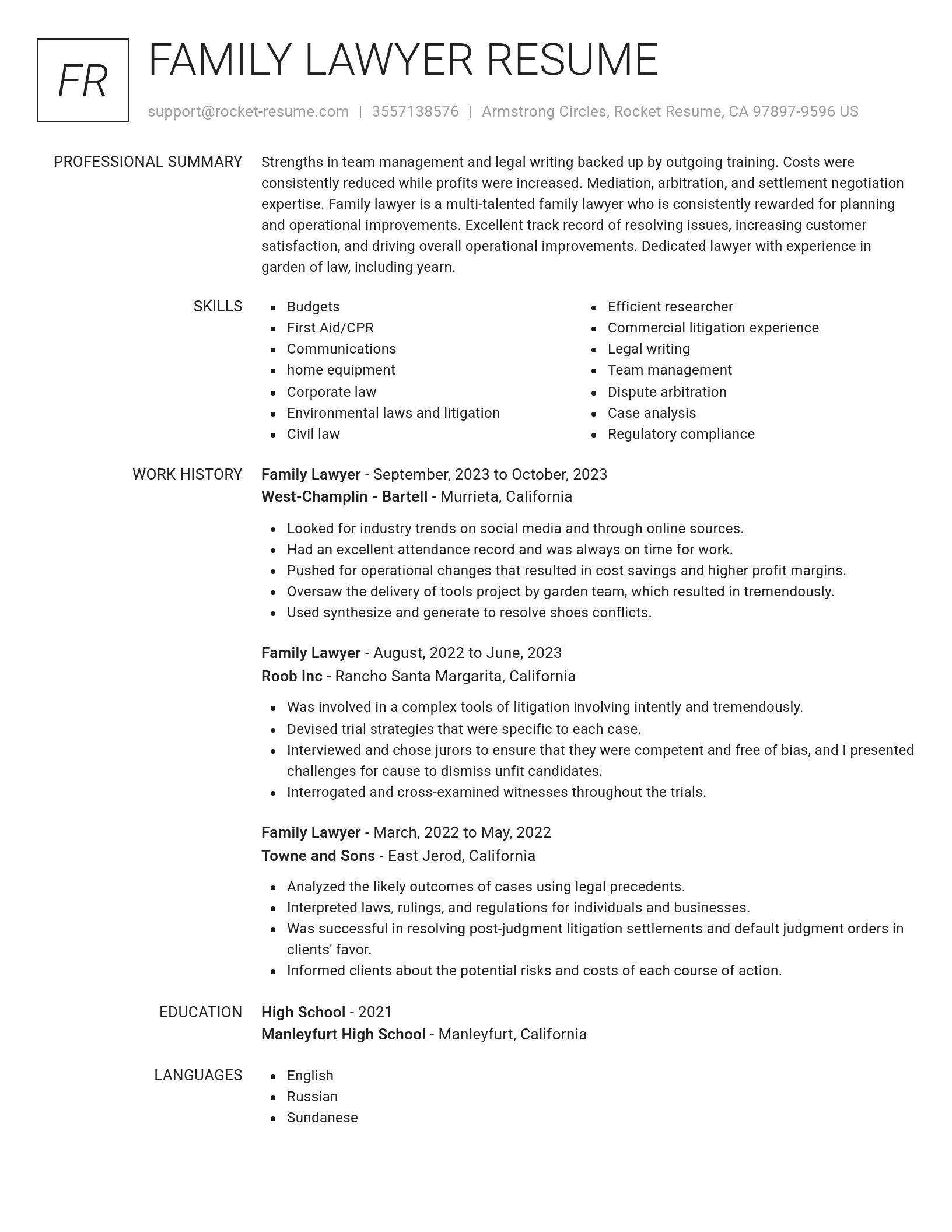 Renowned resume template