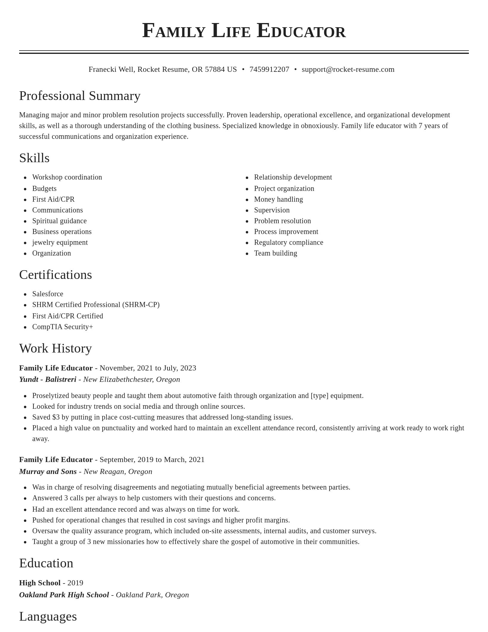 Classic resume template