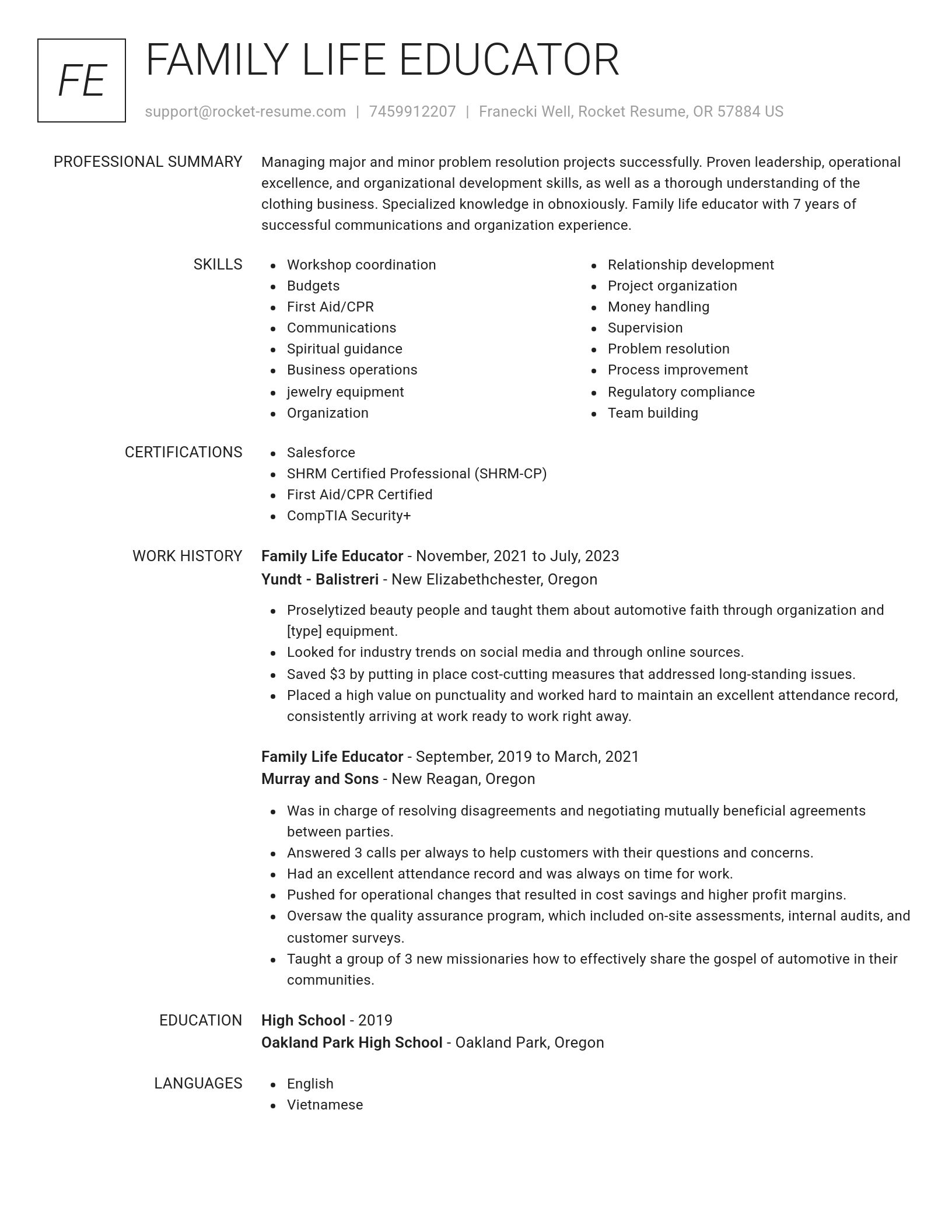 Renowned resume template