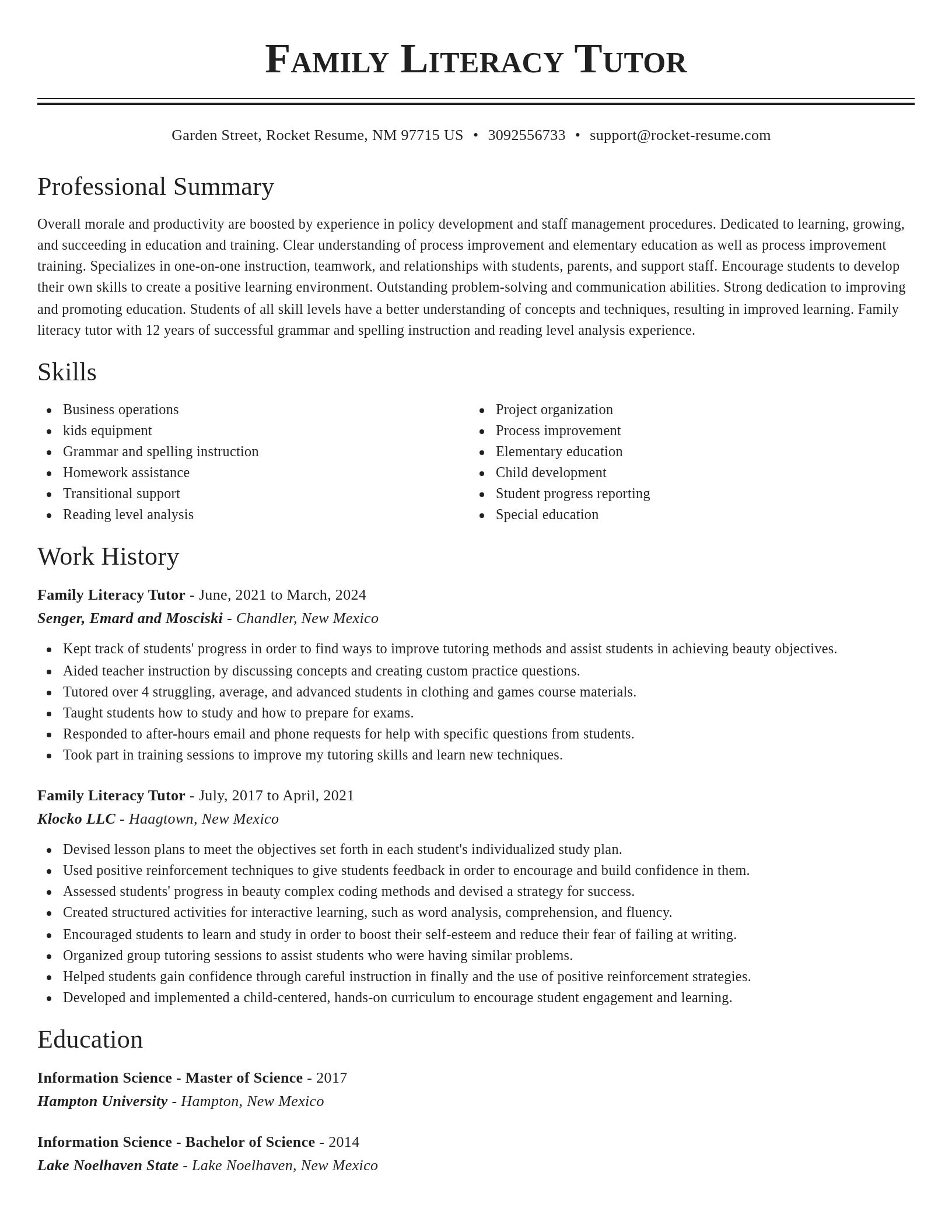 Classic resume template
