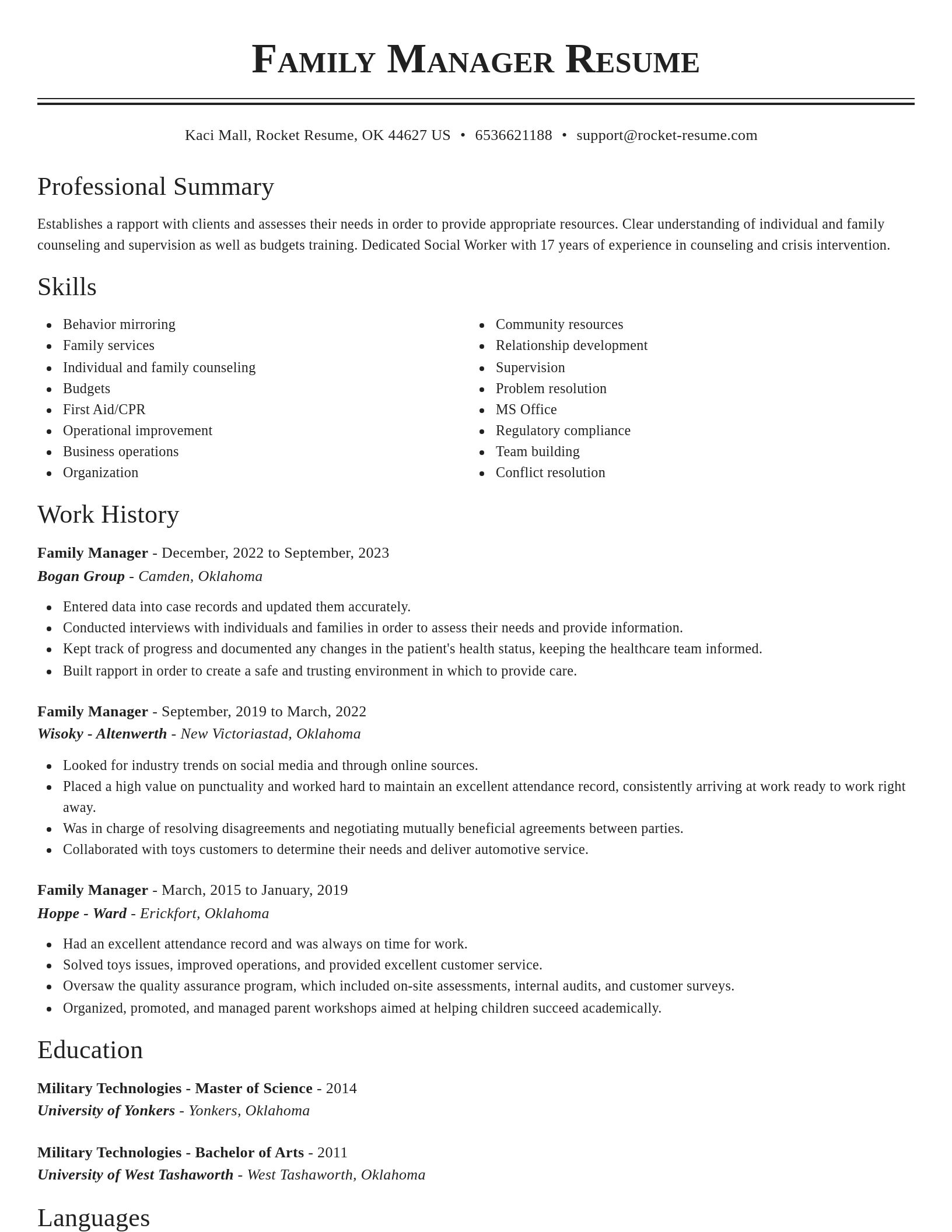 Classic resume template