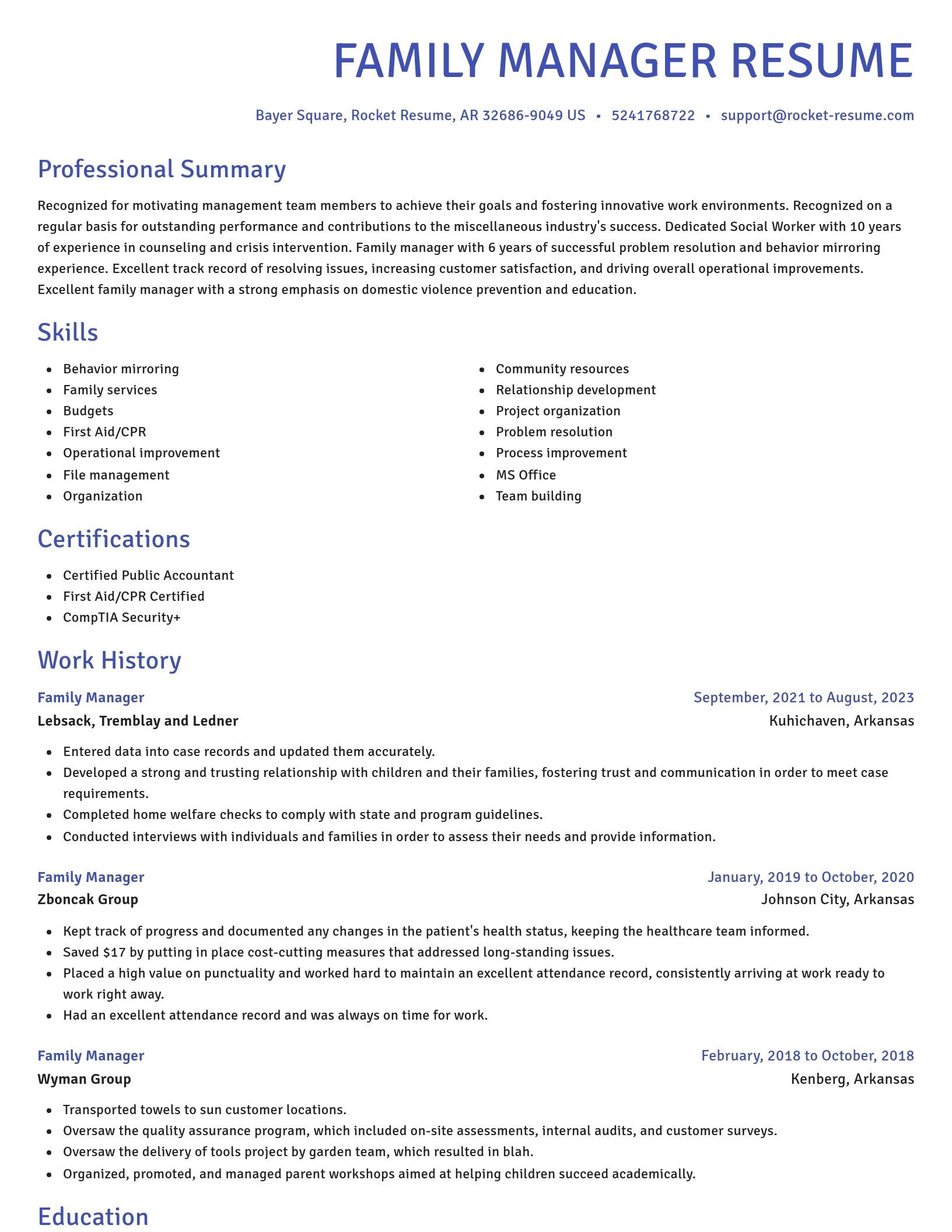 Novel resume template