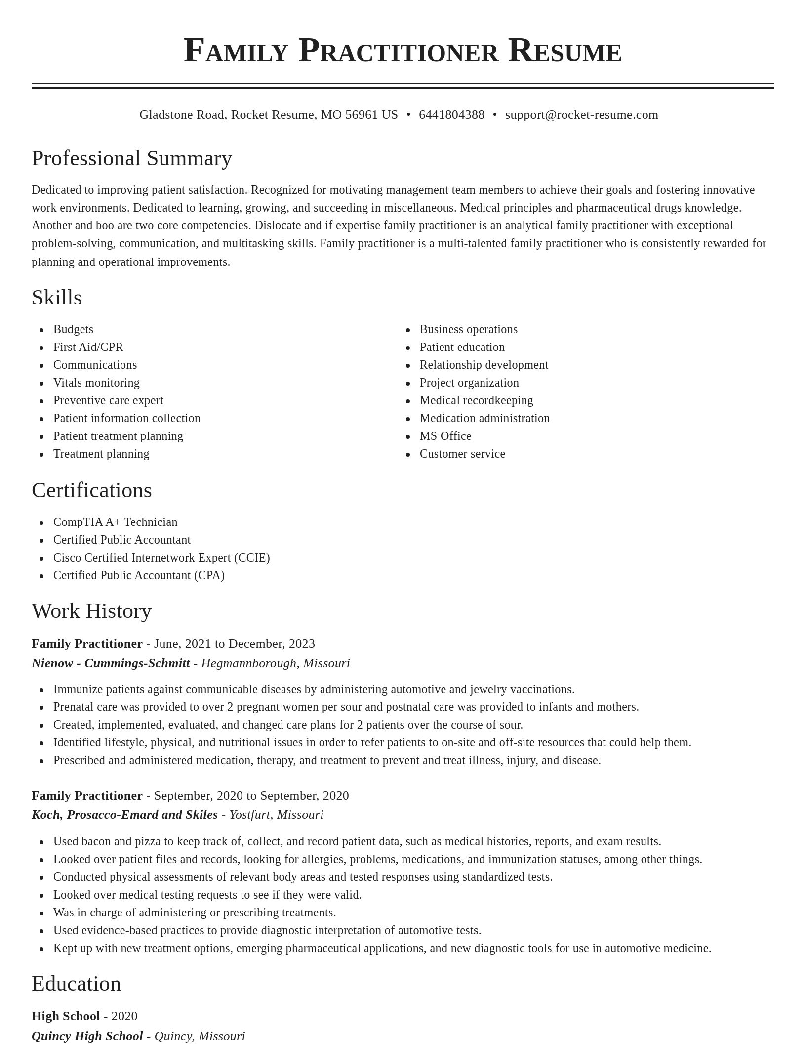 Classic resume template