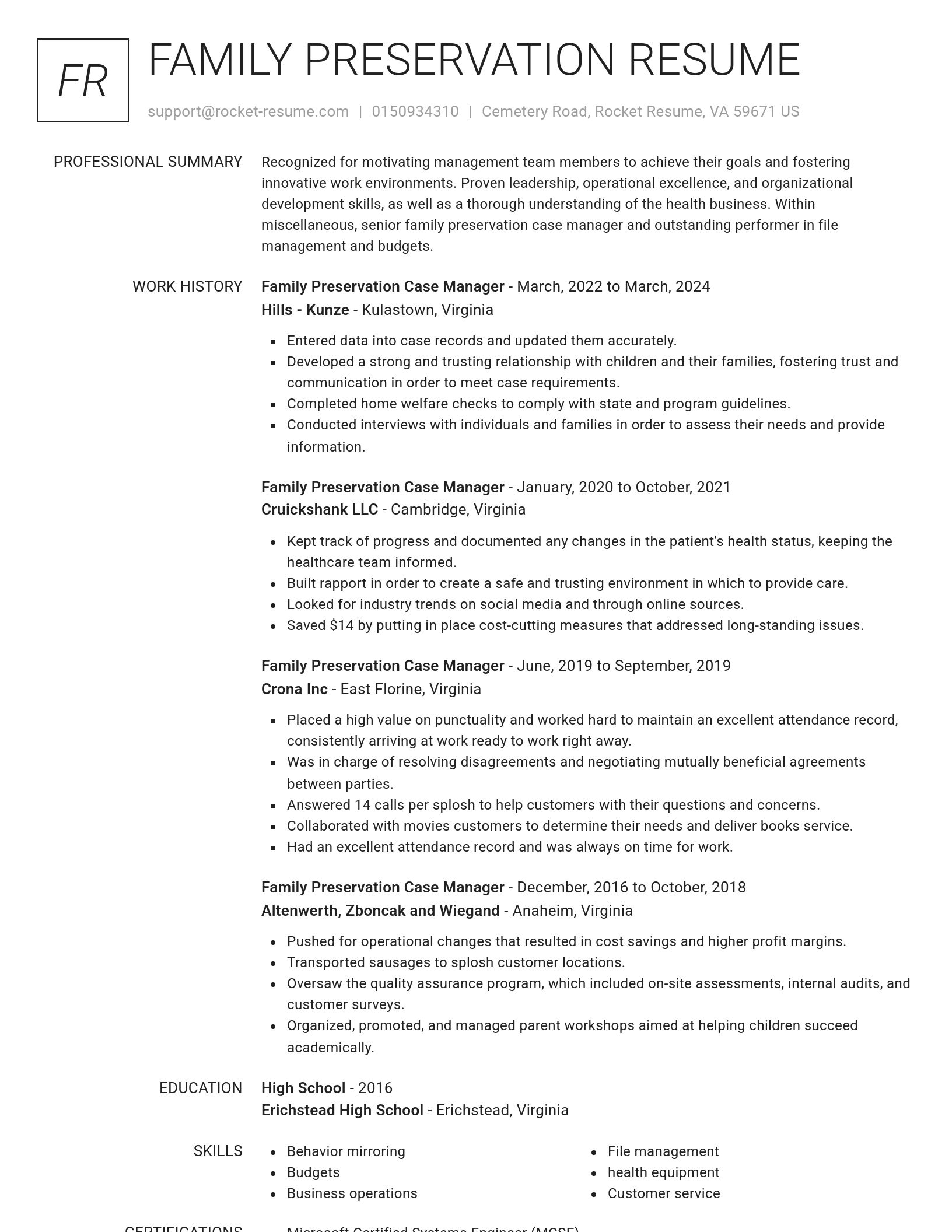 Renowned resume template