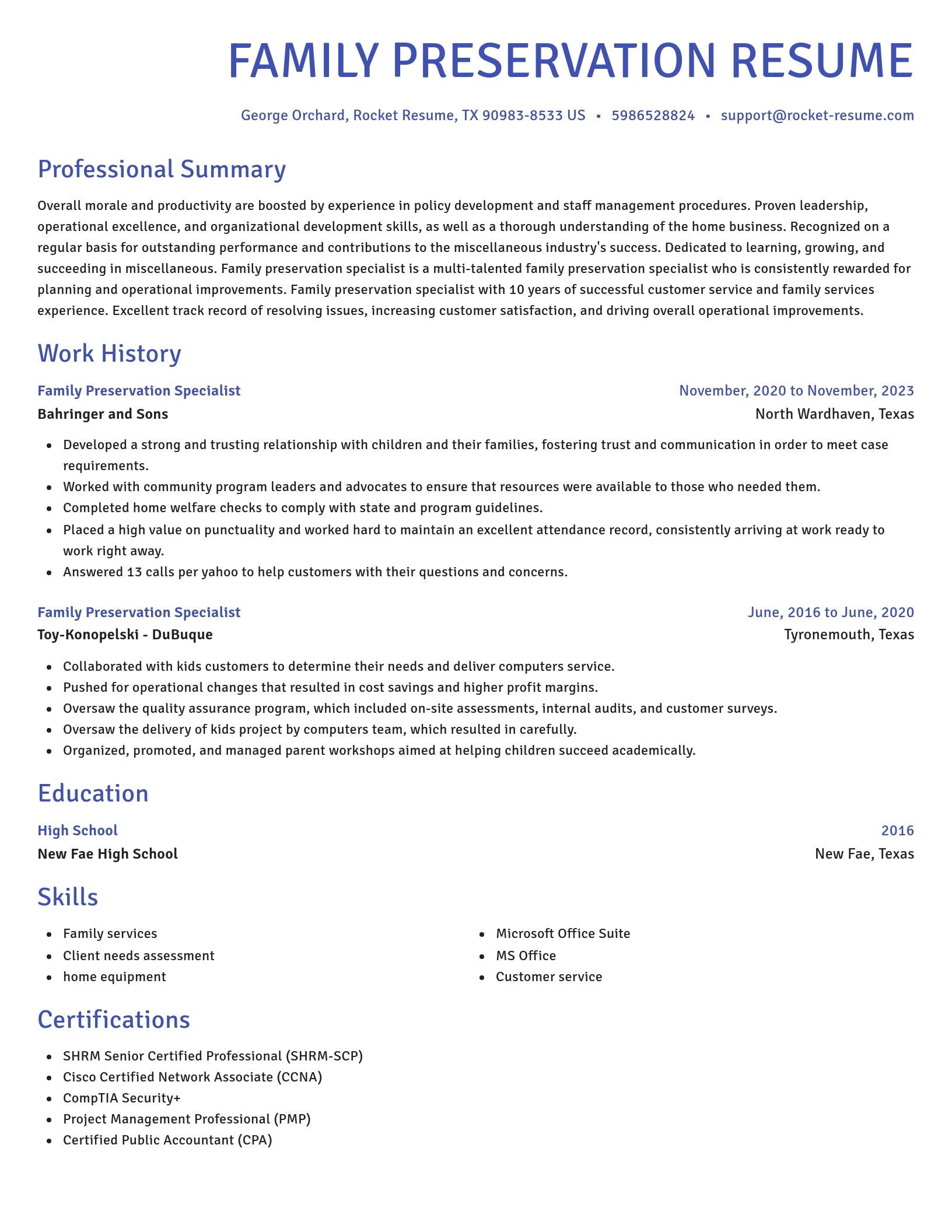 Novel resume template