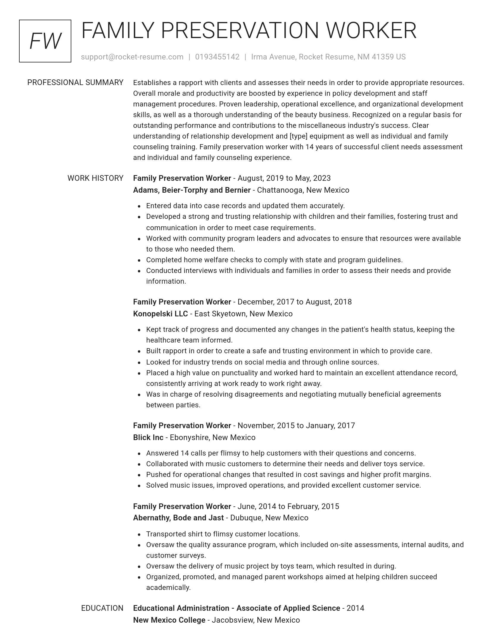 Renowned resume template