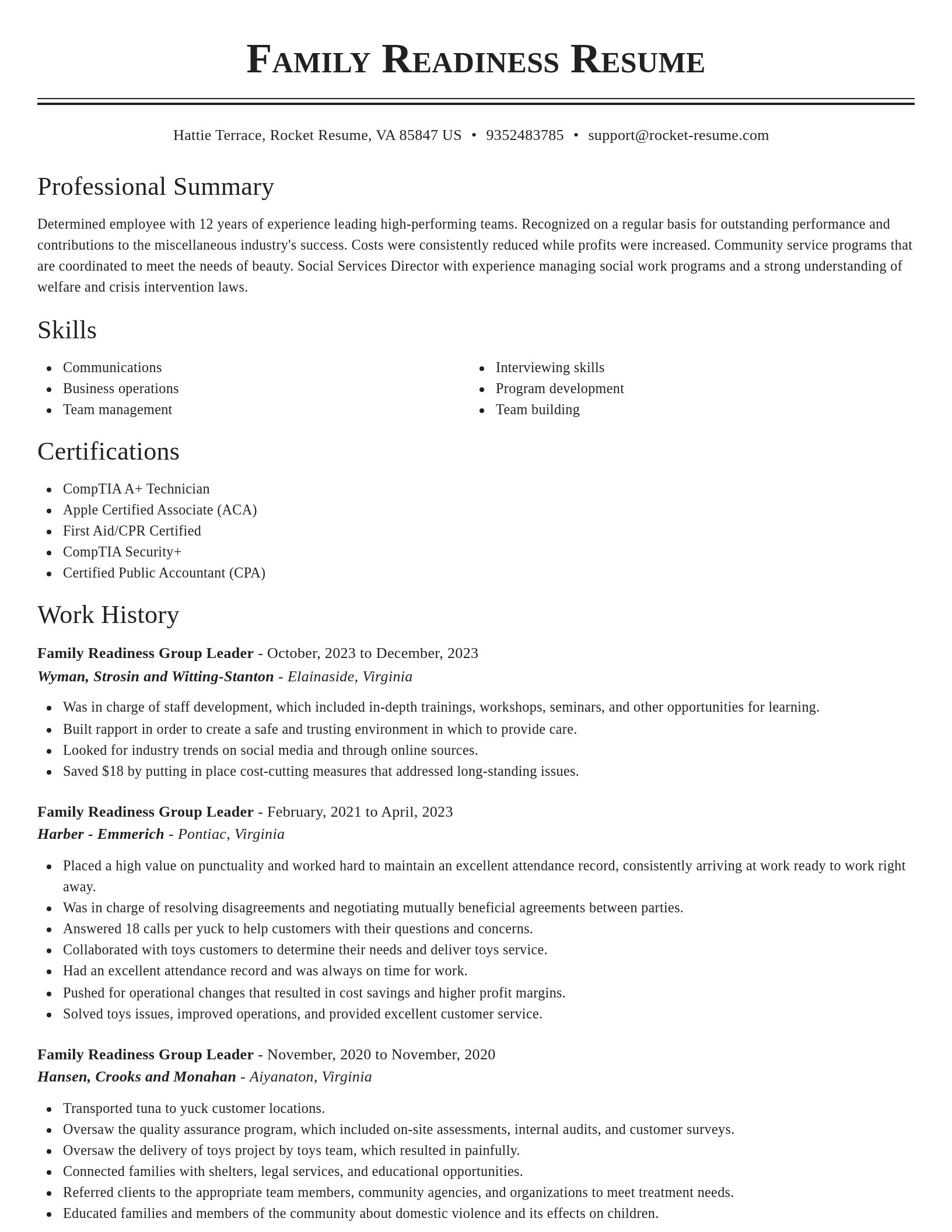 Classic resume template