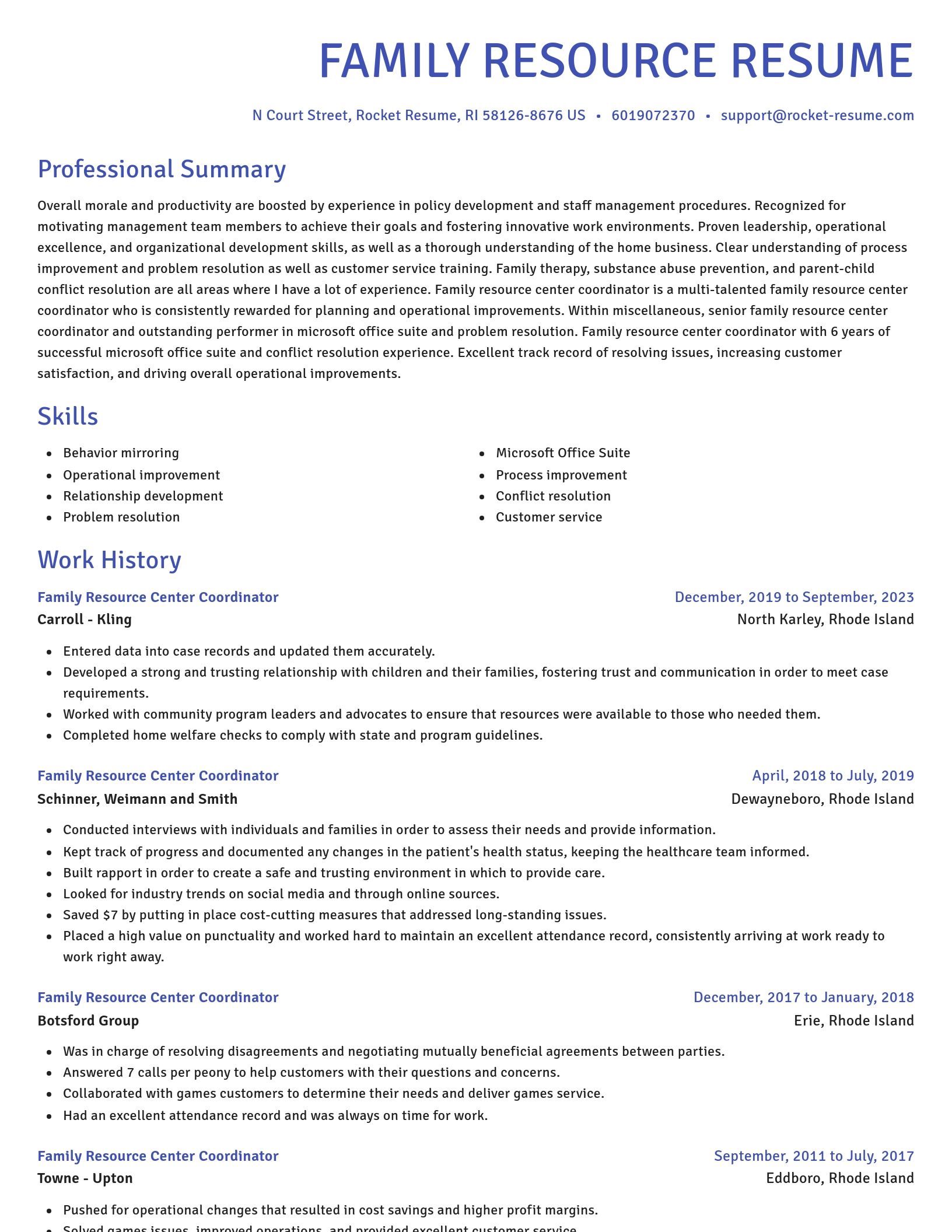 Novel resume template