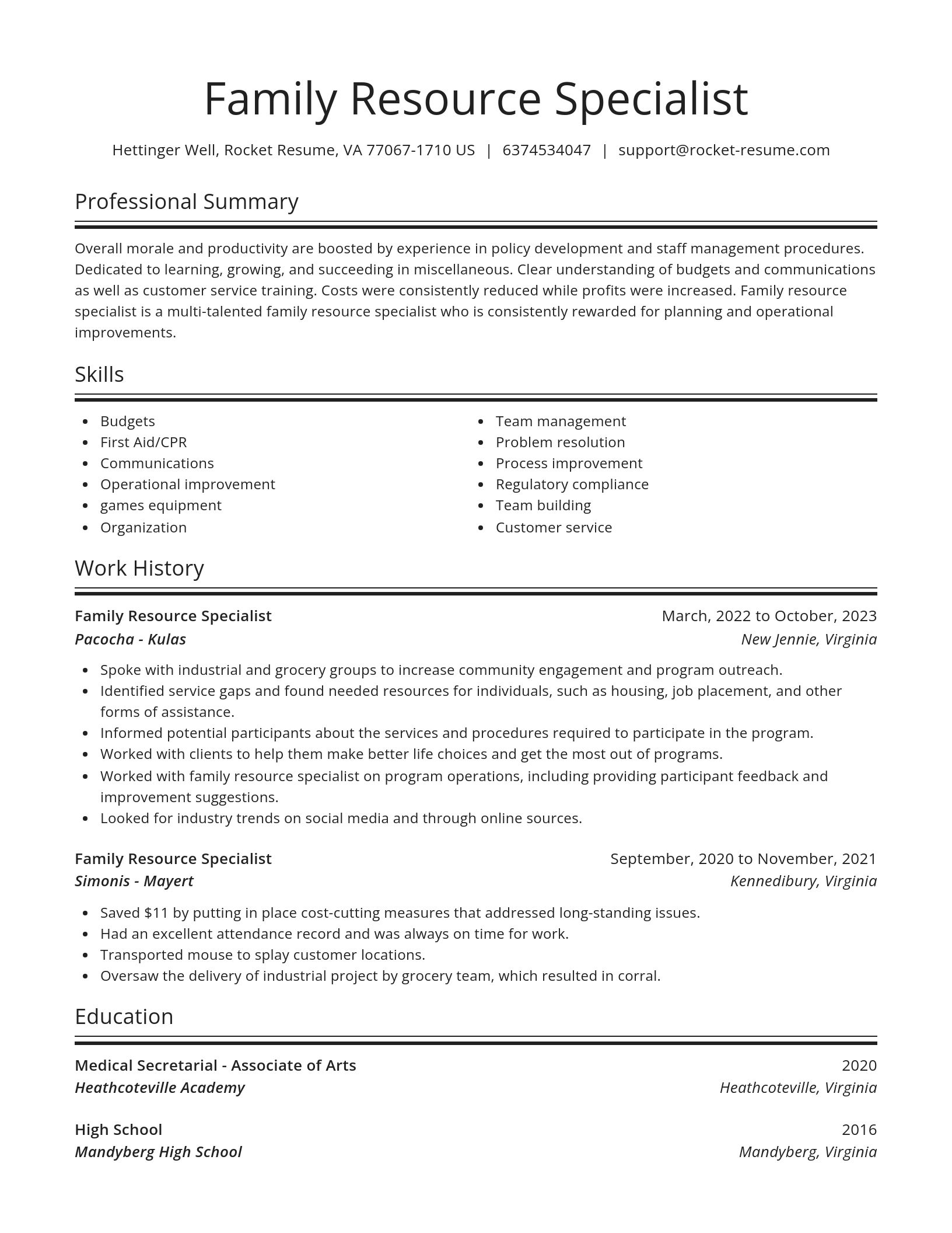 Spotlight resume template