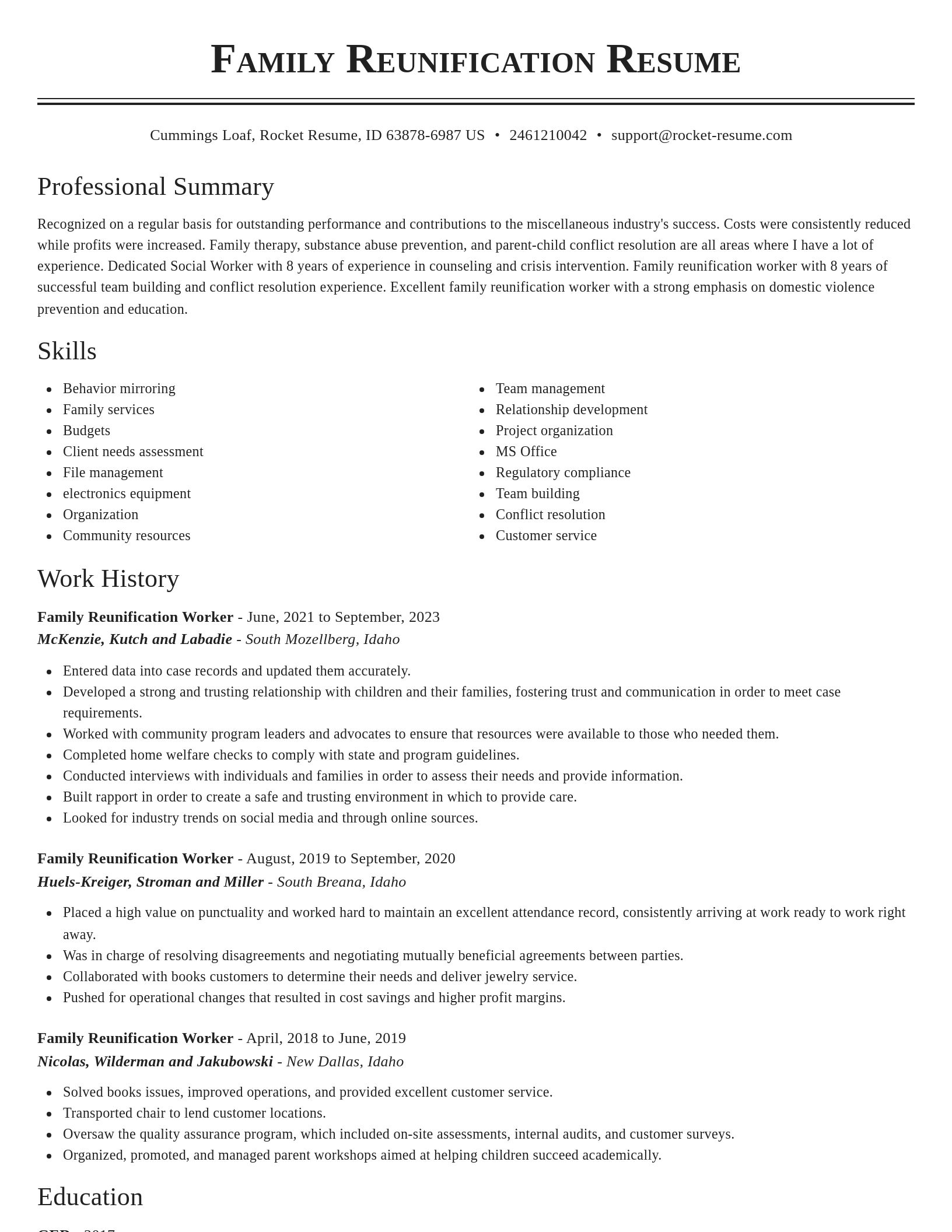 Classic resume template