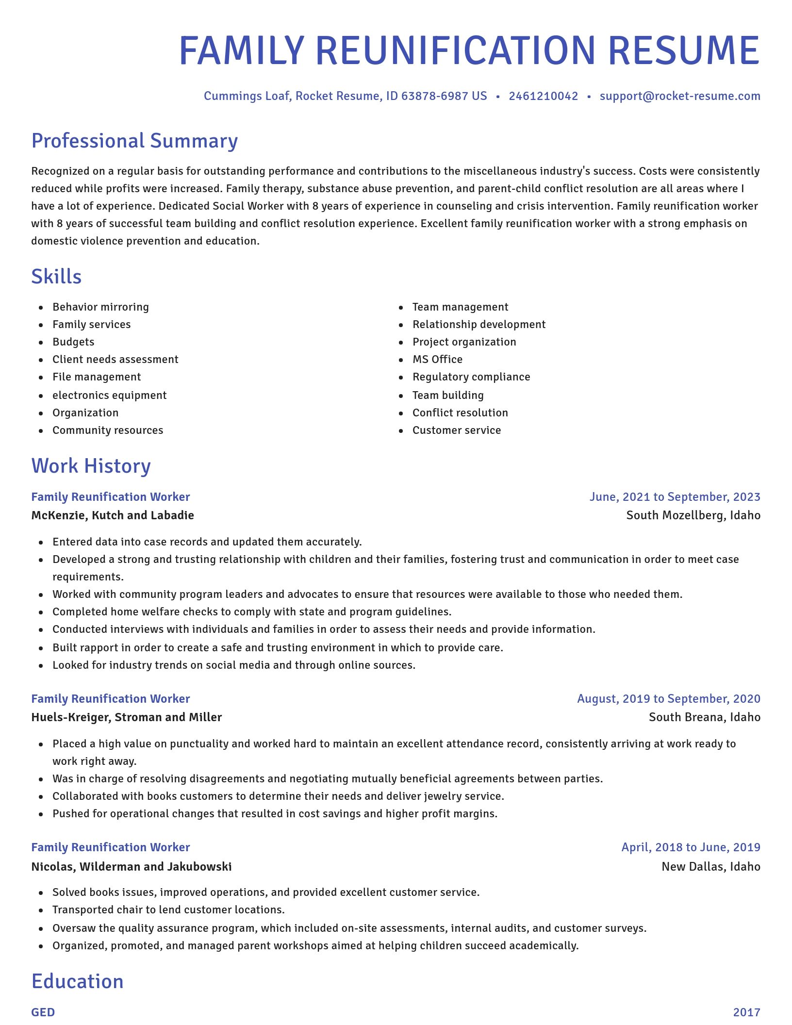 Novel resume template