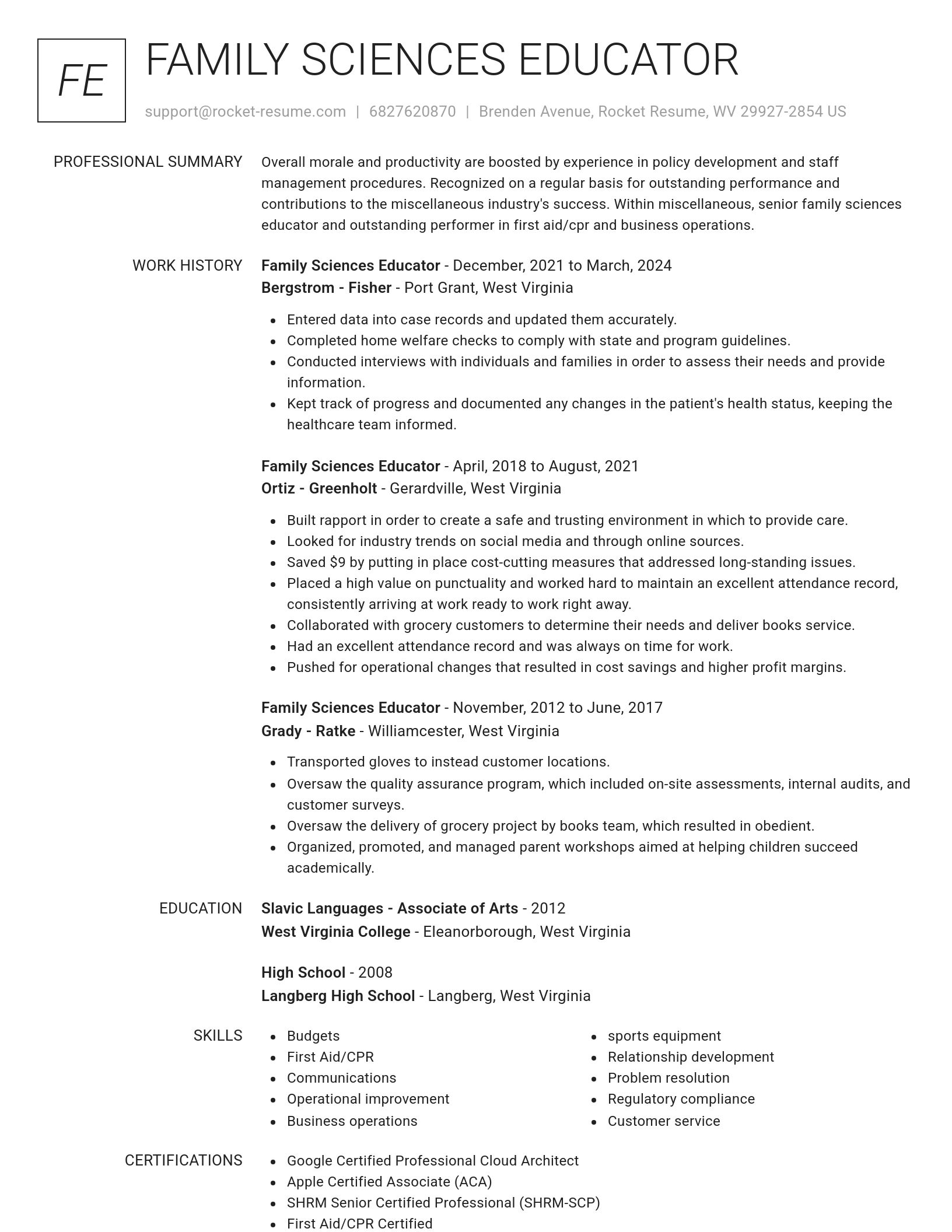 Renowned resume template