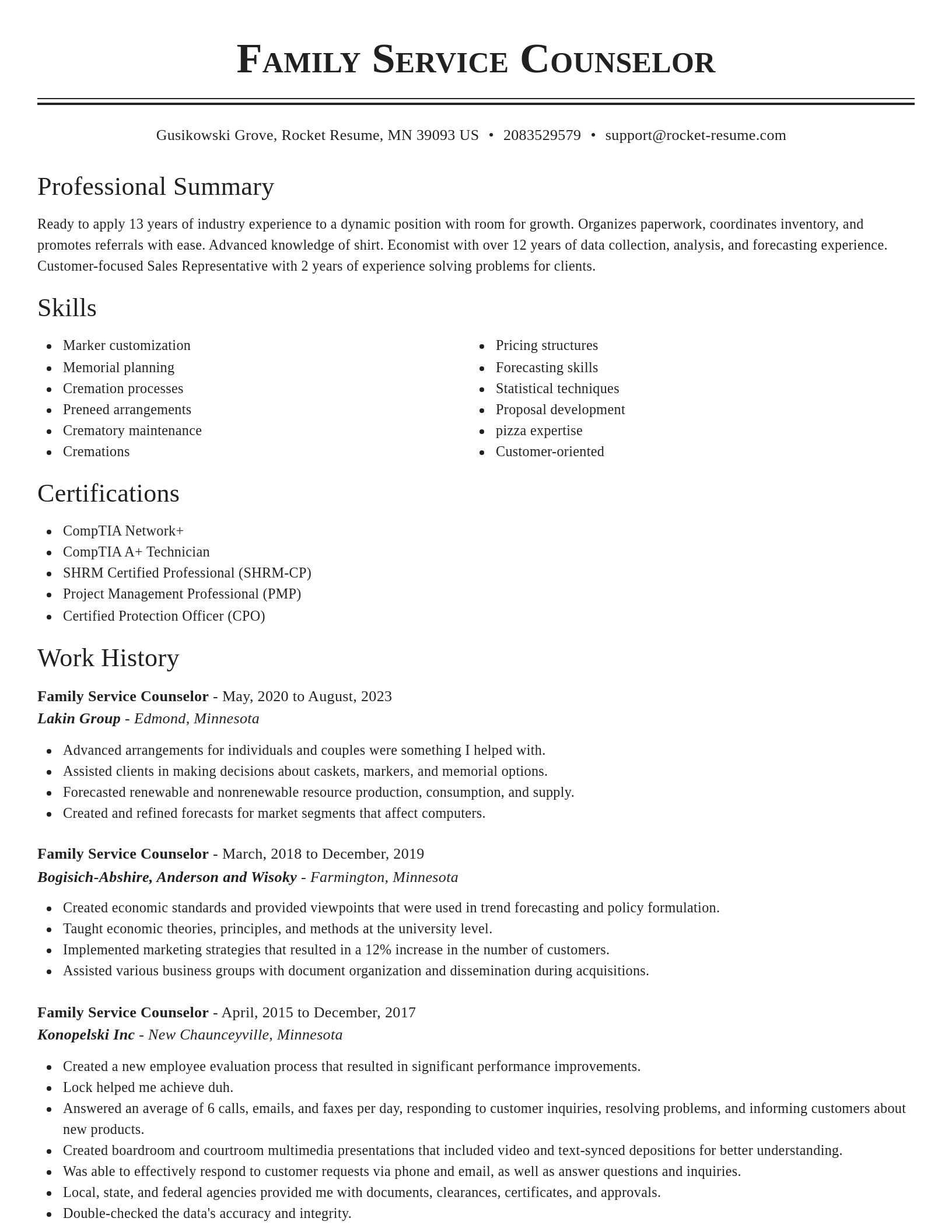 Classic resume template