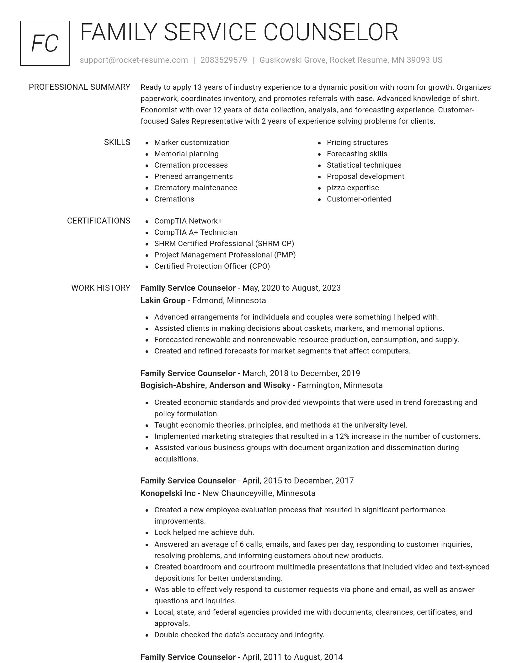 Renowned resume template