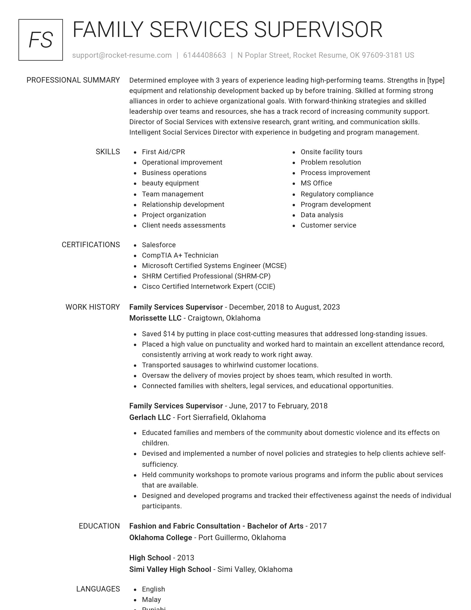 Renowned resume template