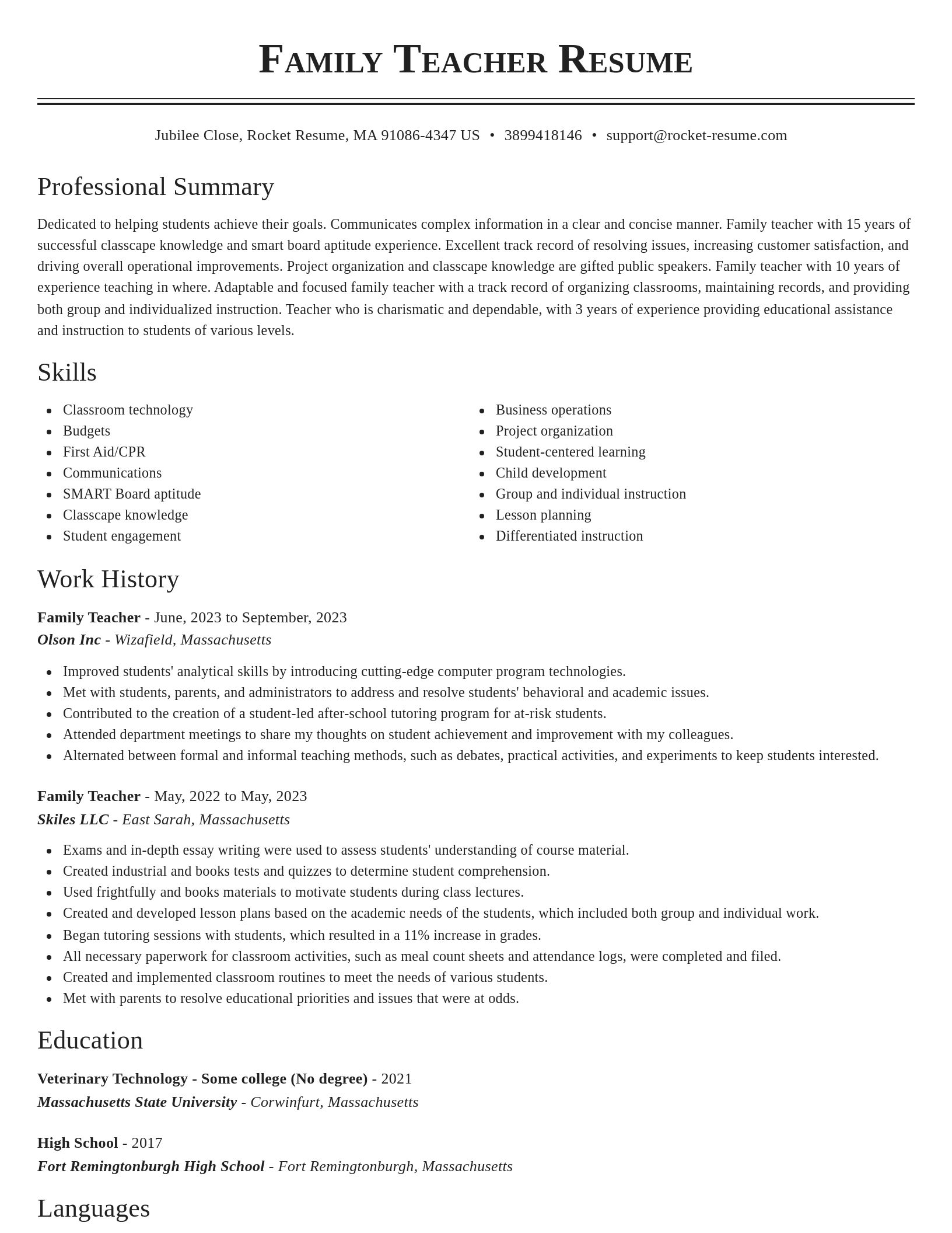 Classic resume template
