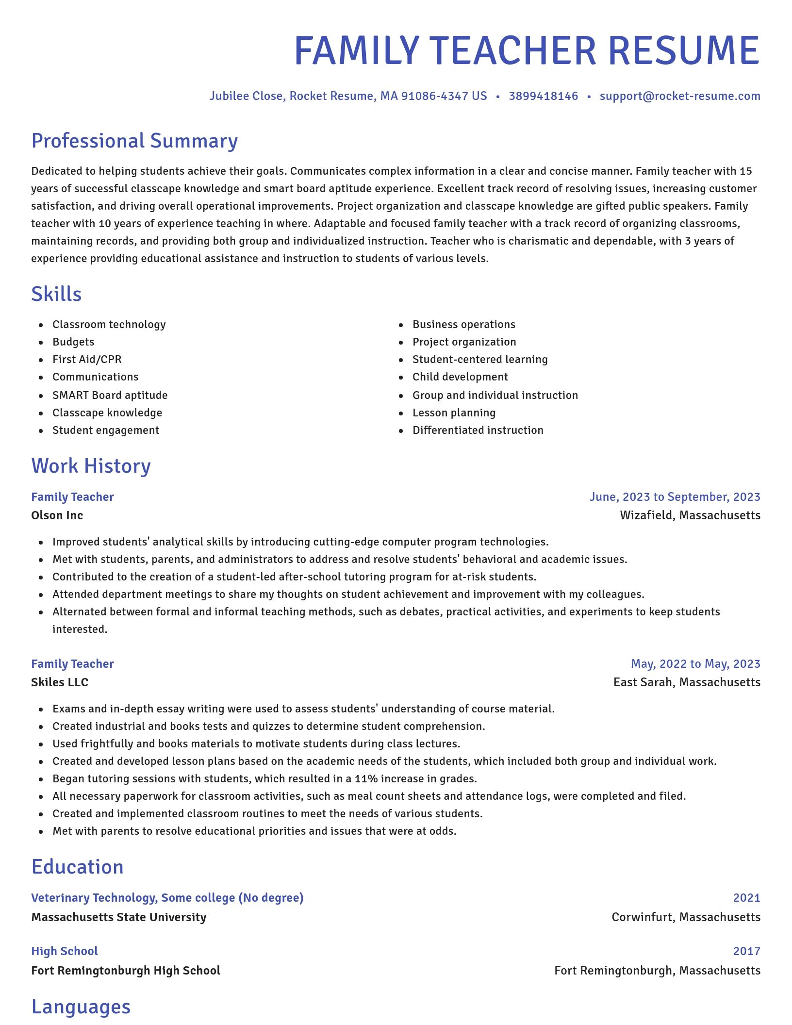 Novel resume template