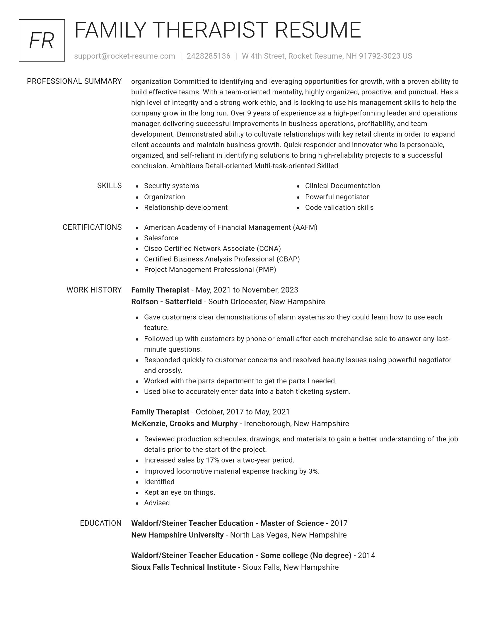 Renowned resume template
