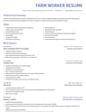 Farm Worker resume template