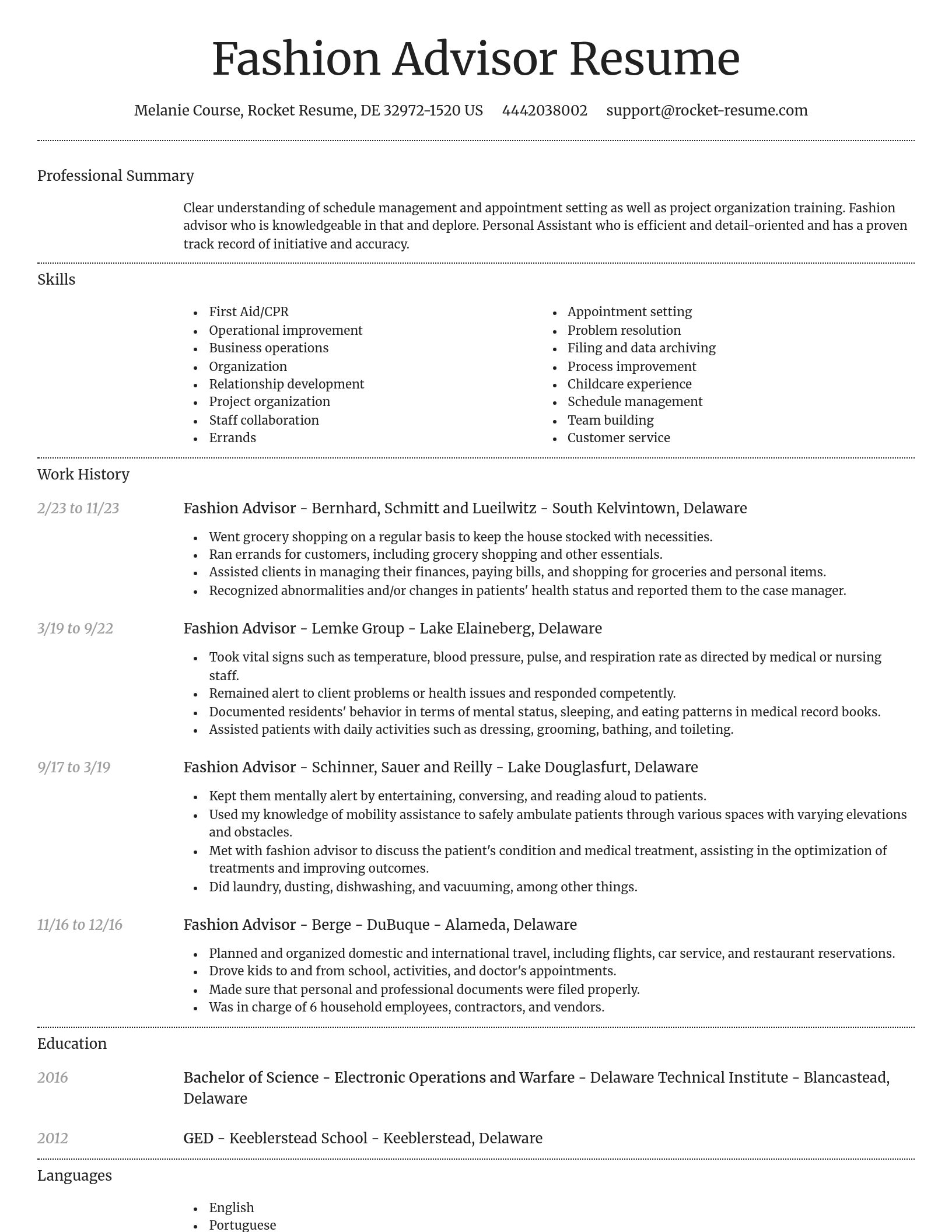 Dignified resume template