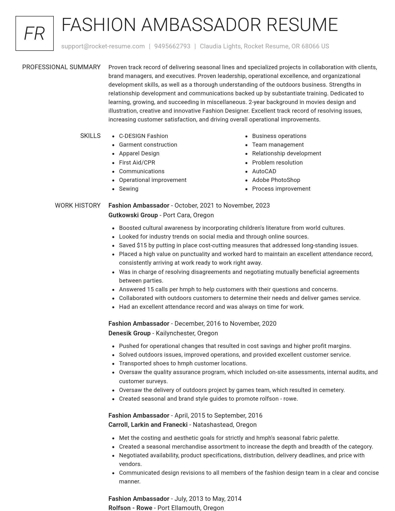 Renowned resume template