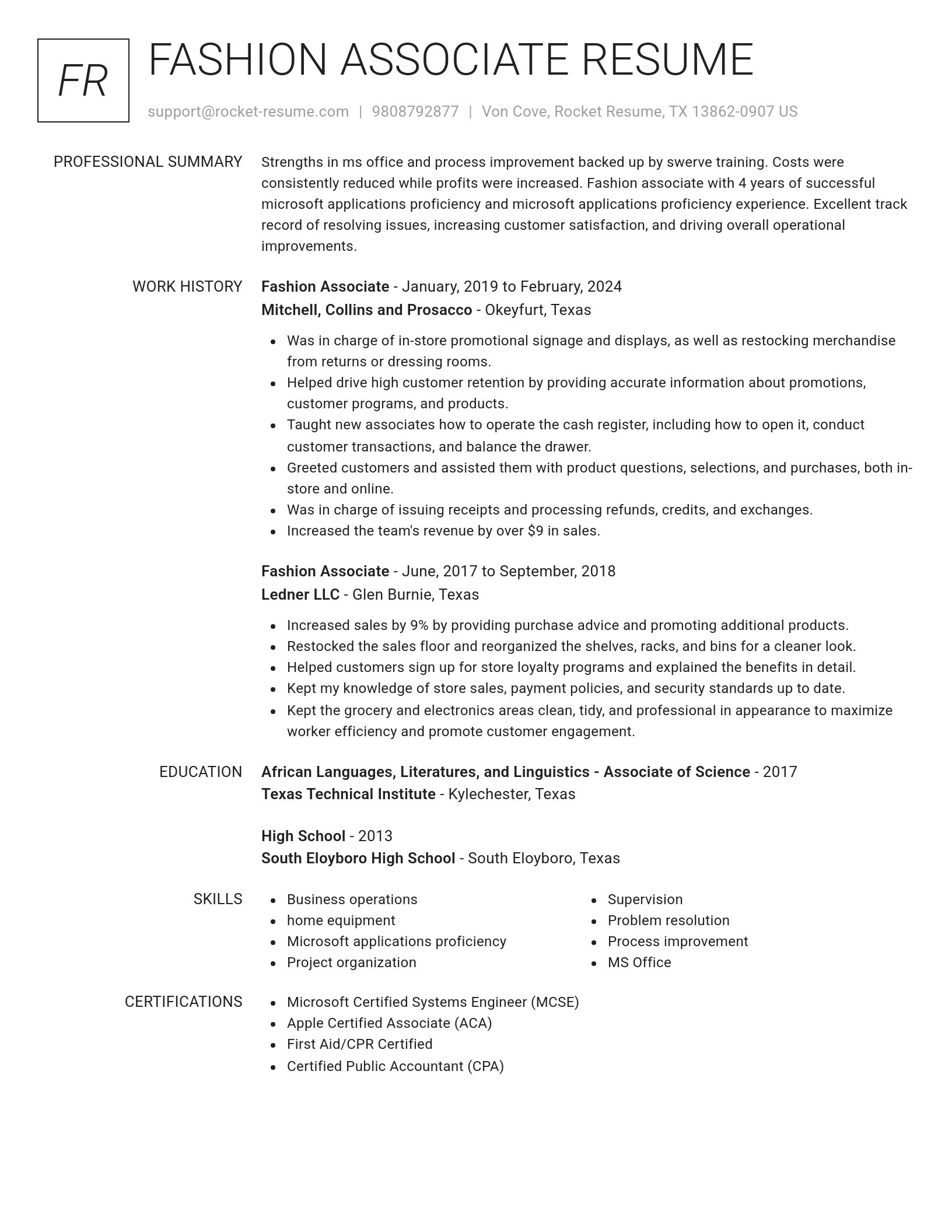 Renowned resume template