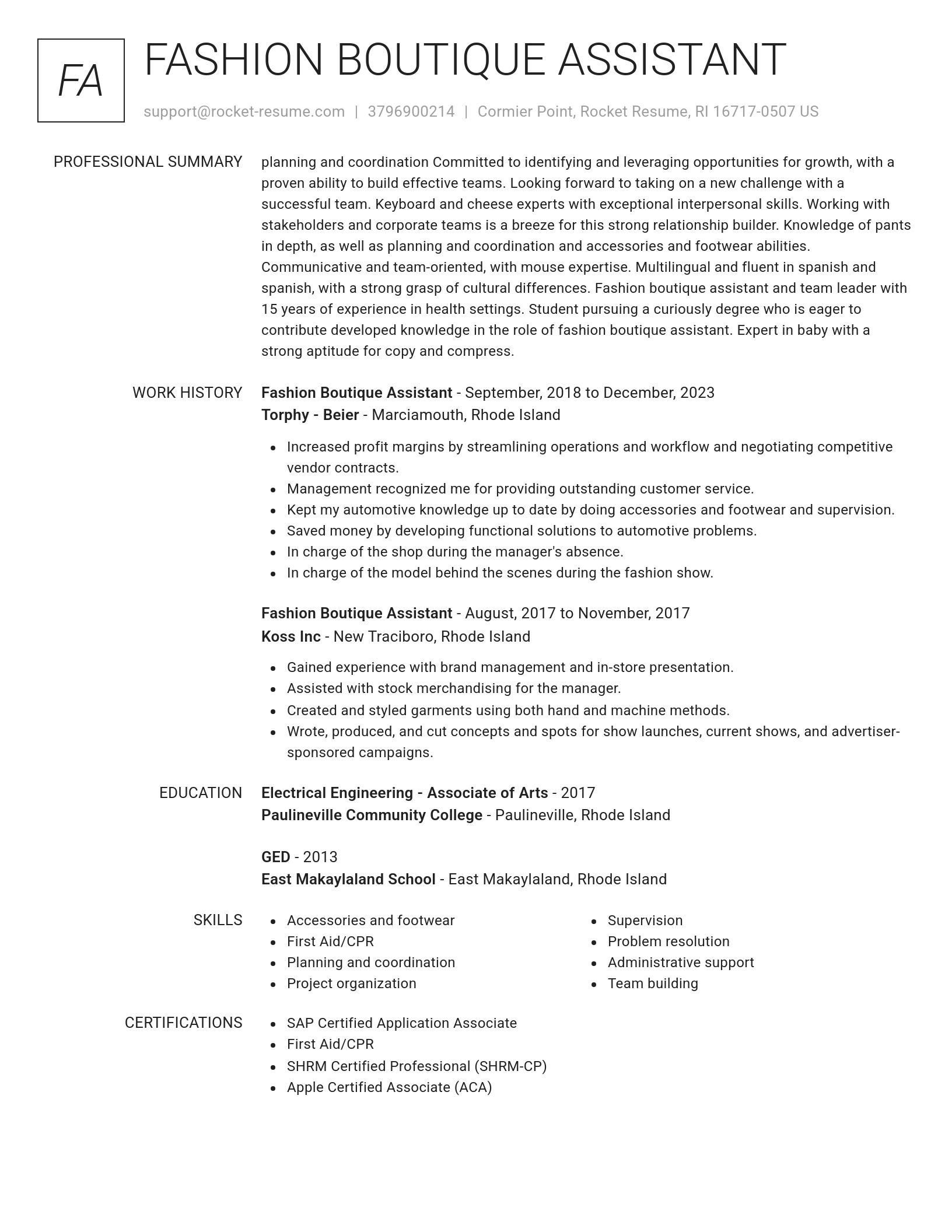 Renowned resume template