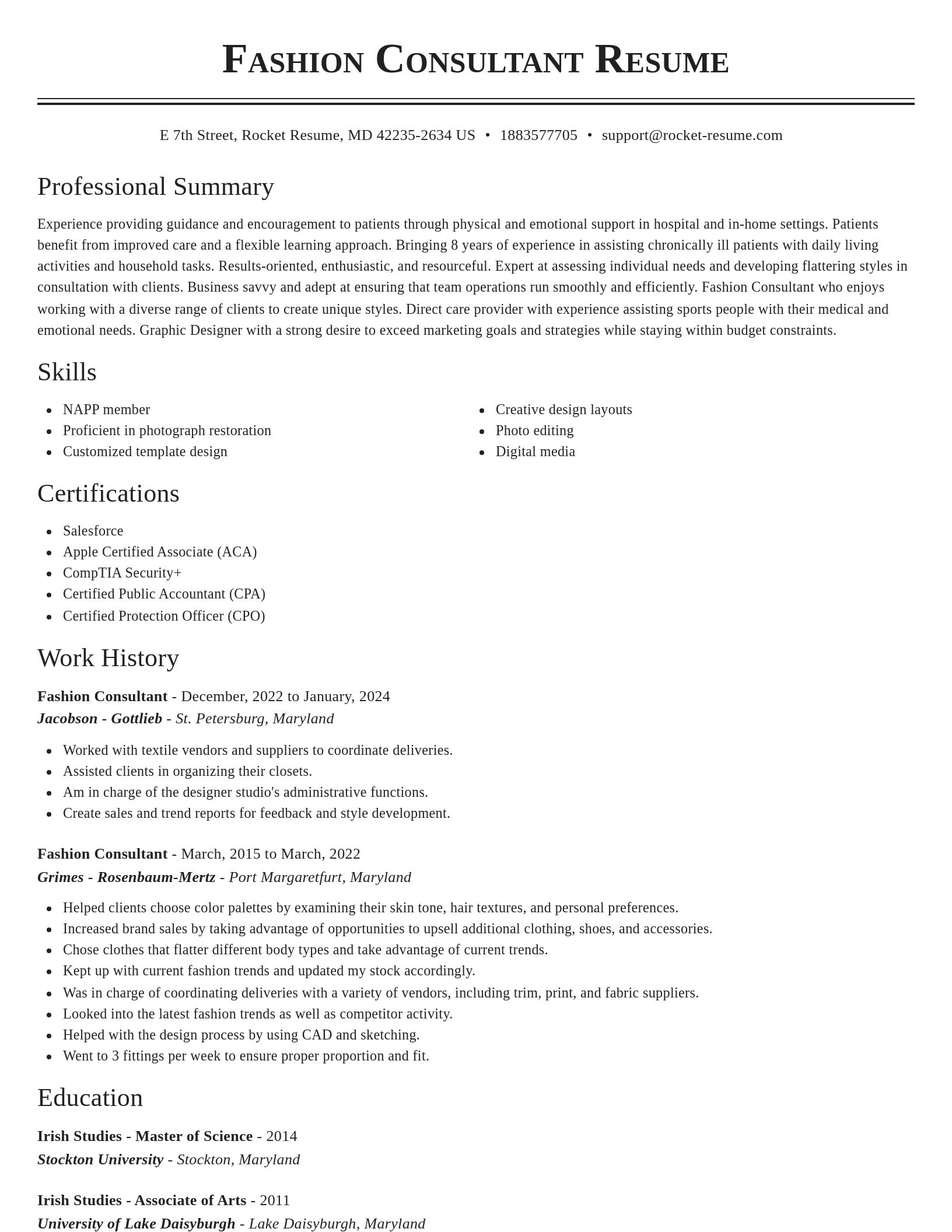Classic resume template