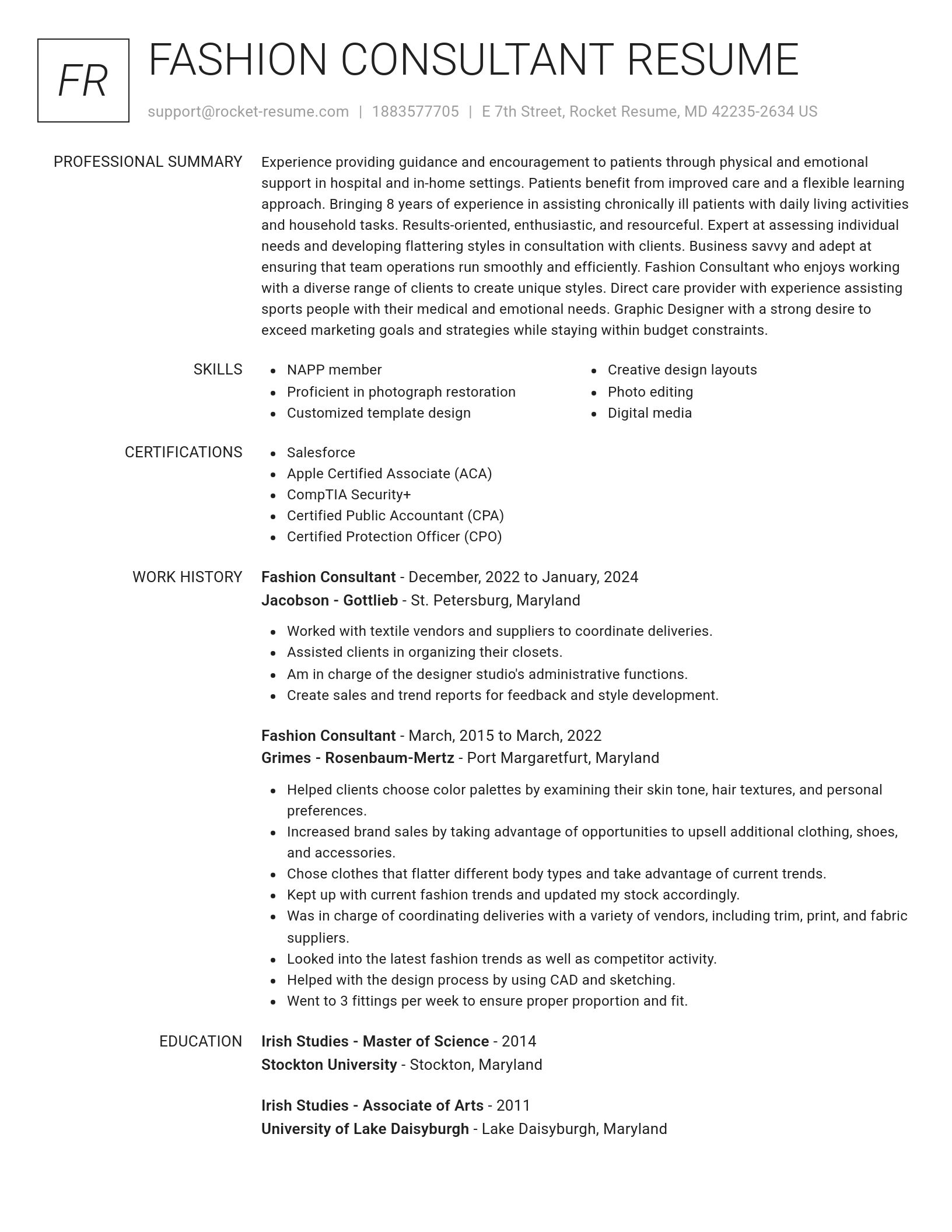 Renowned resume template
