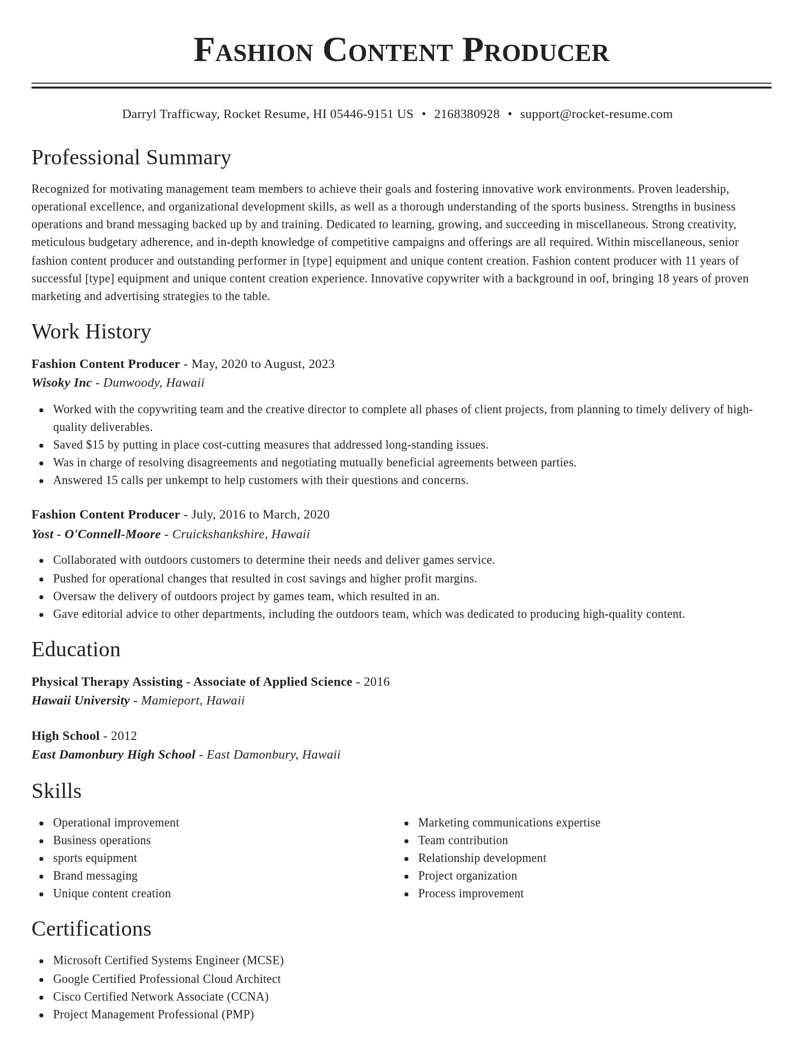 Classic resume template
