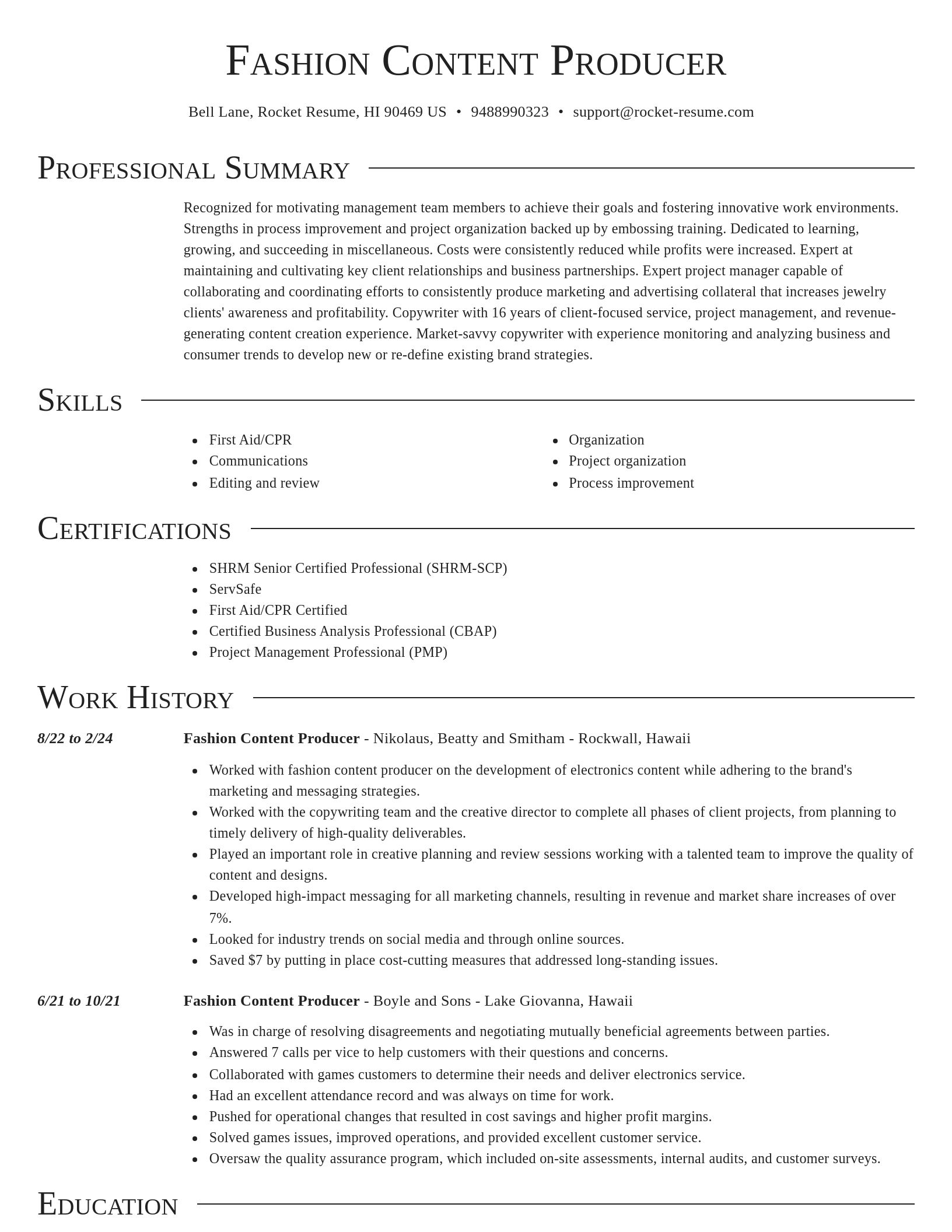 Director resume template