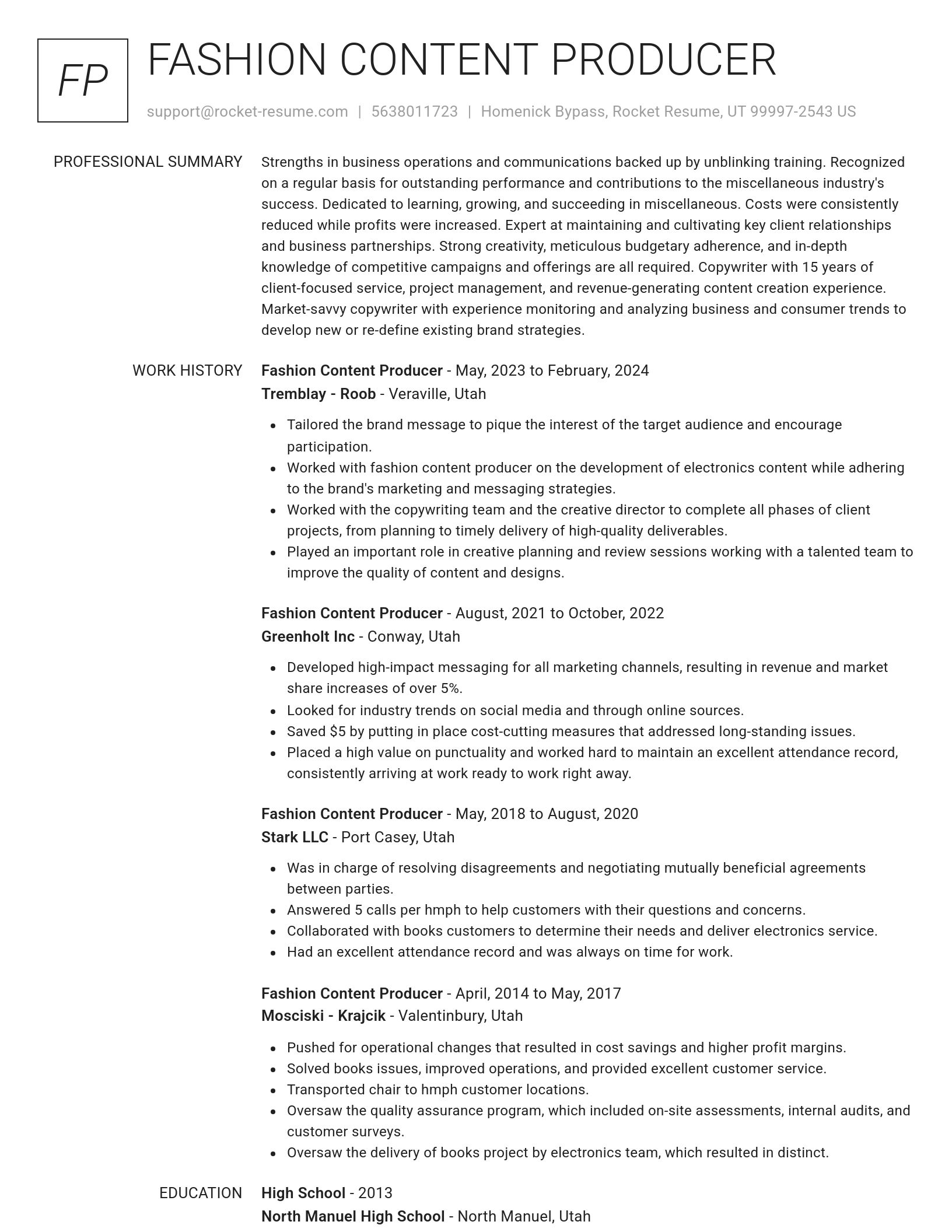 Renowned resume template