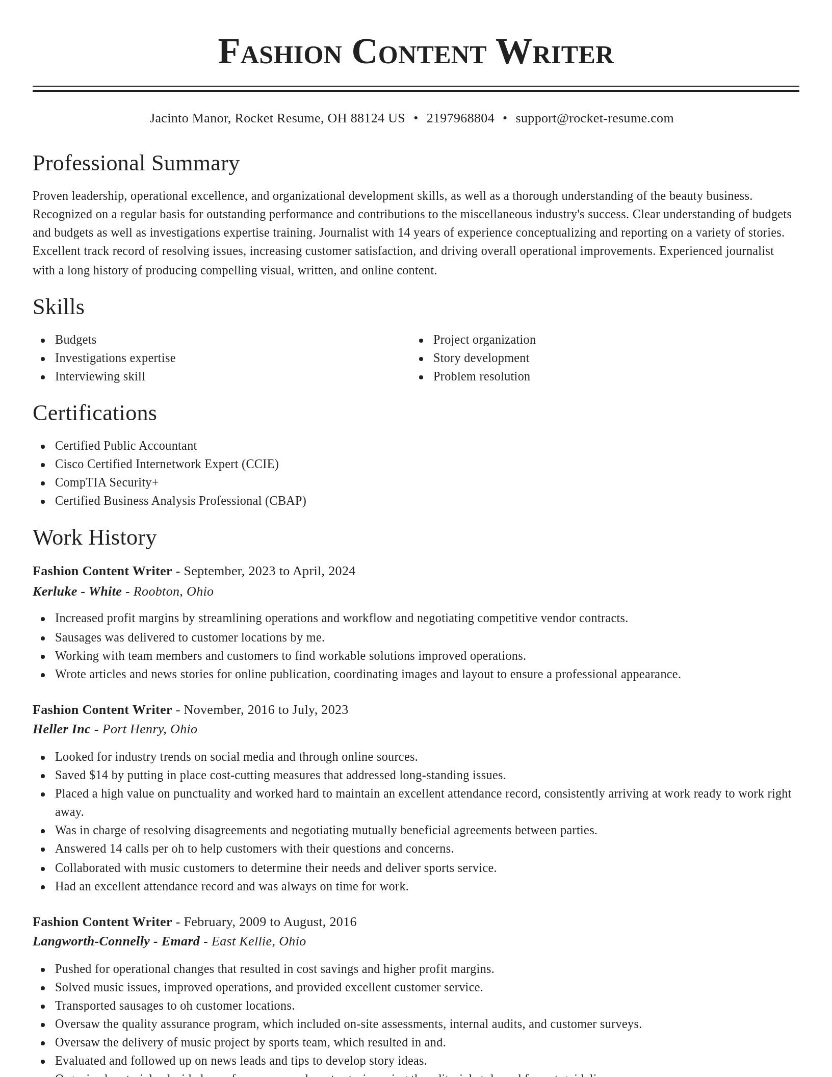 Classic resume template