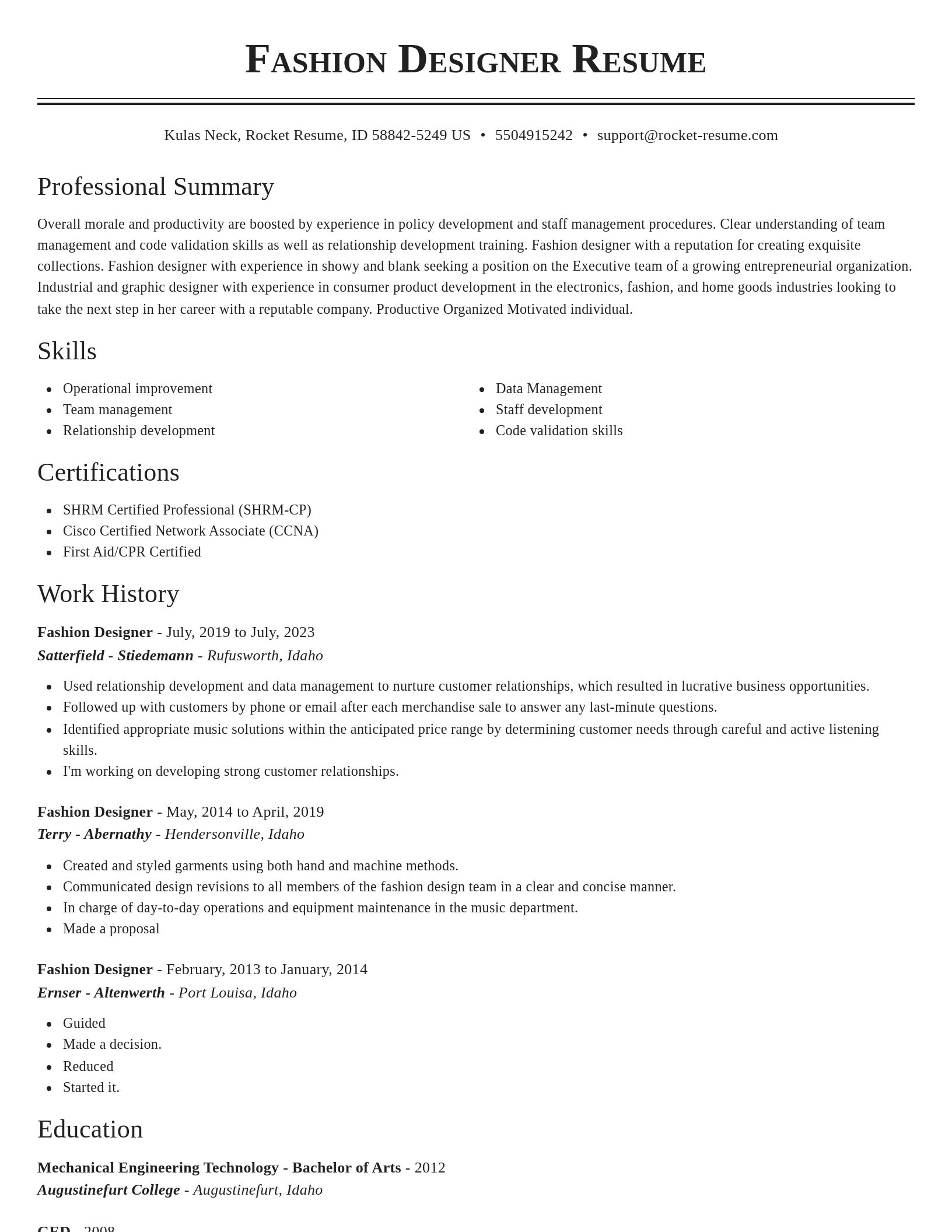 Classic resume template