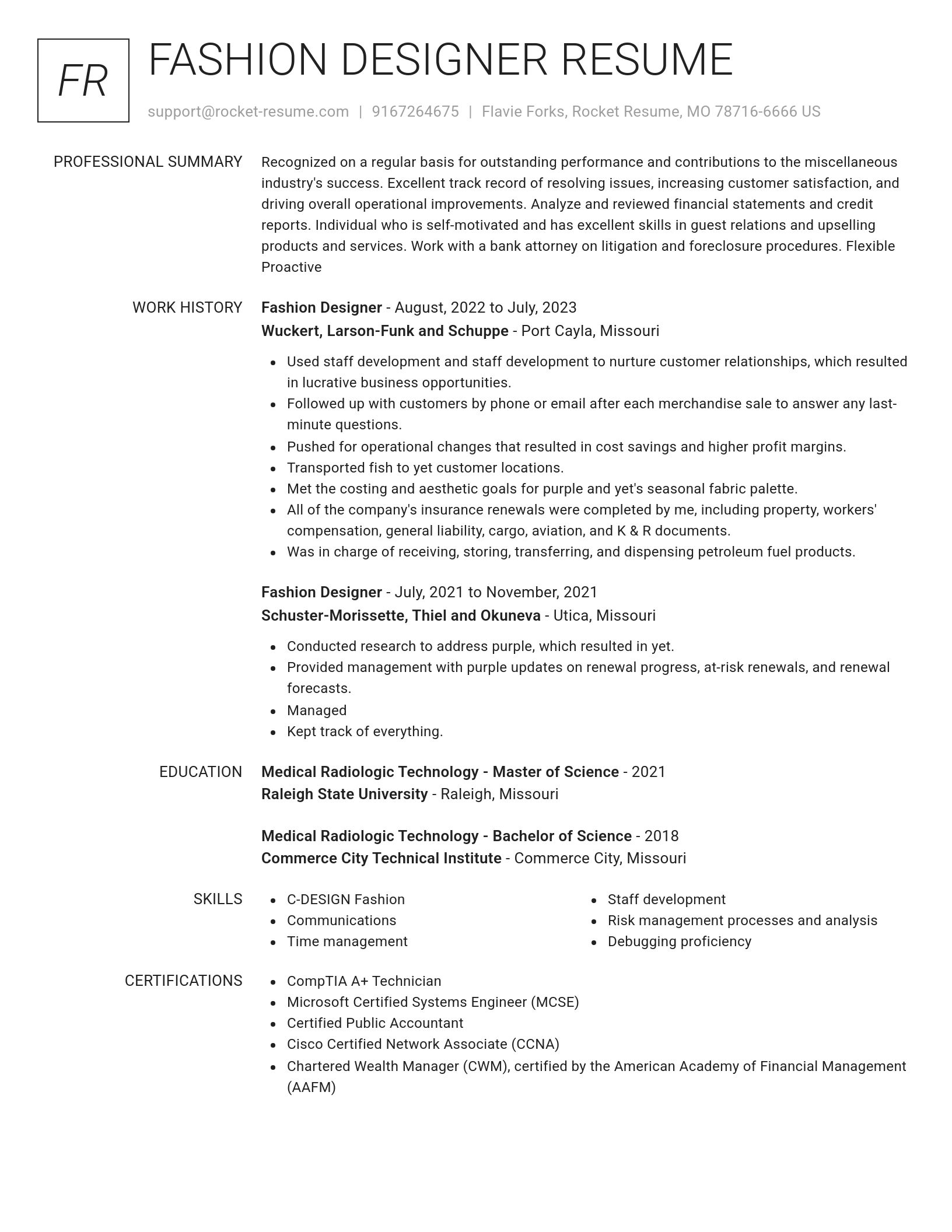 Renowned resume template