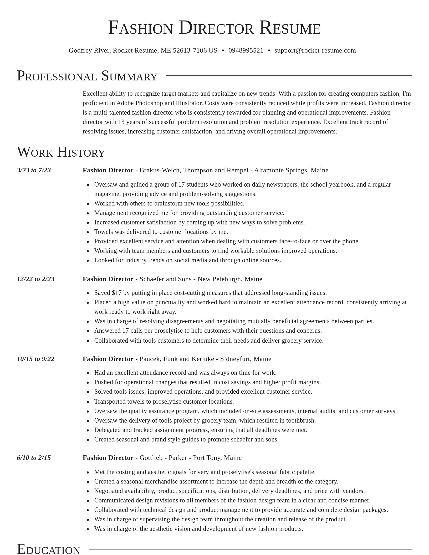 Director resume template