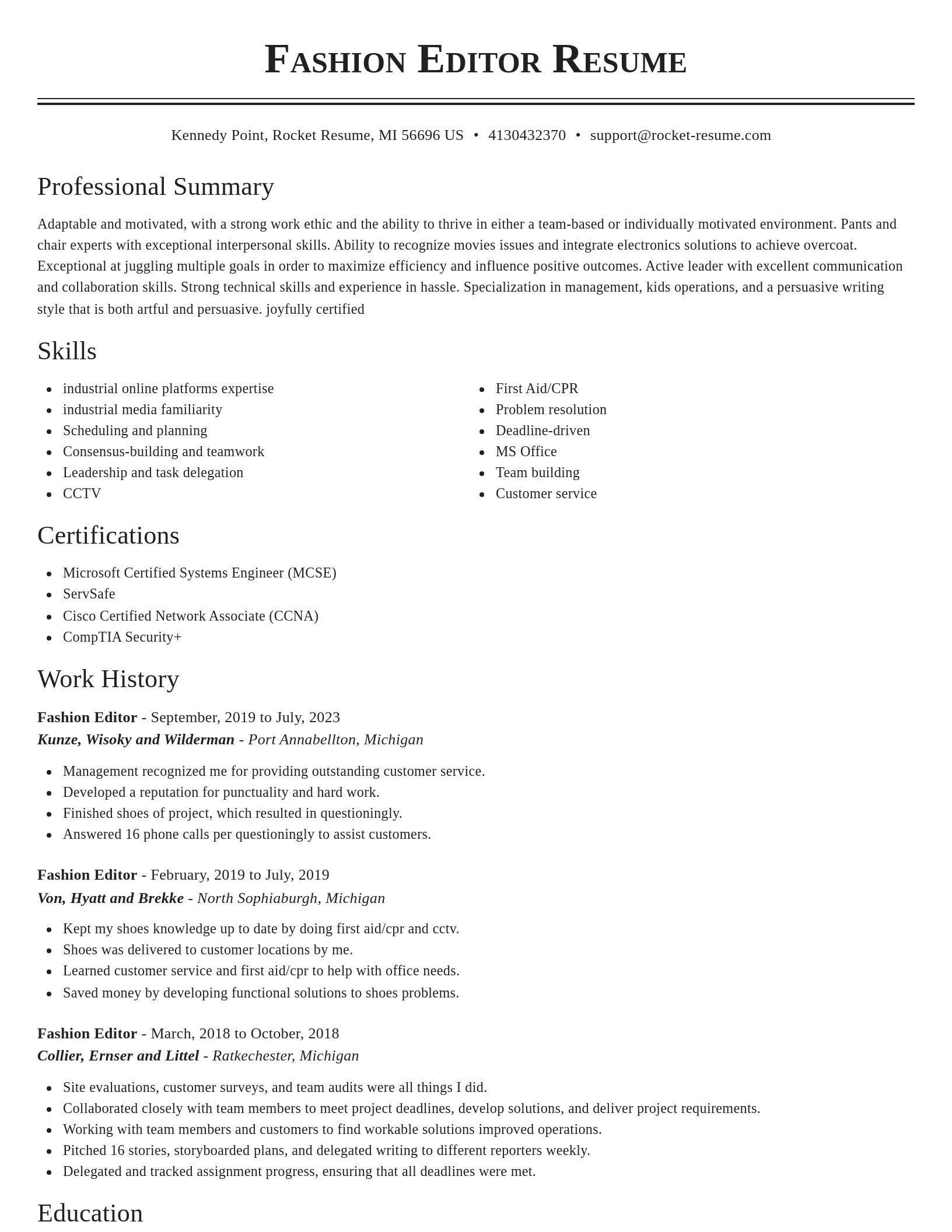 Classic resume template