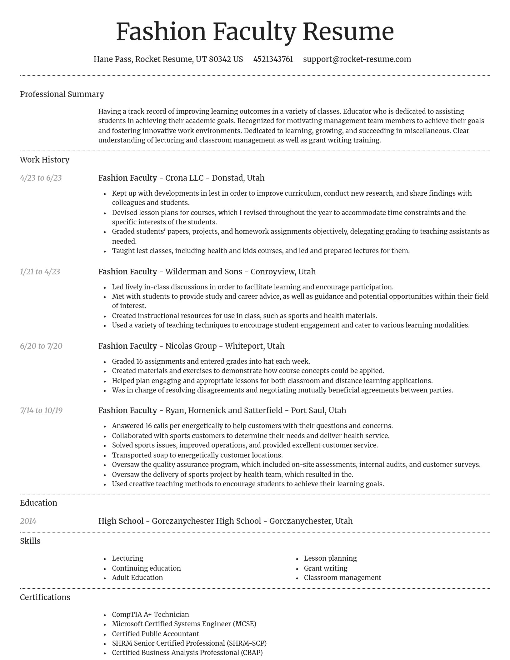 Dignified resume template