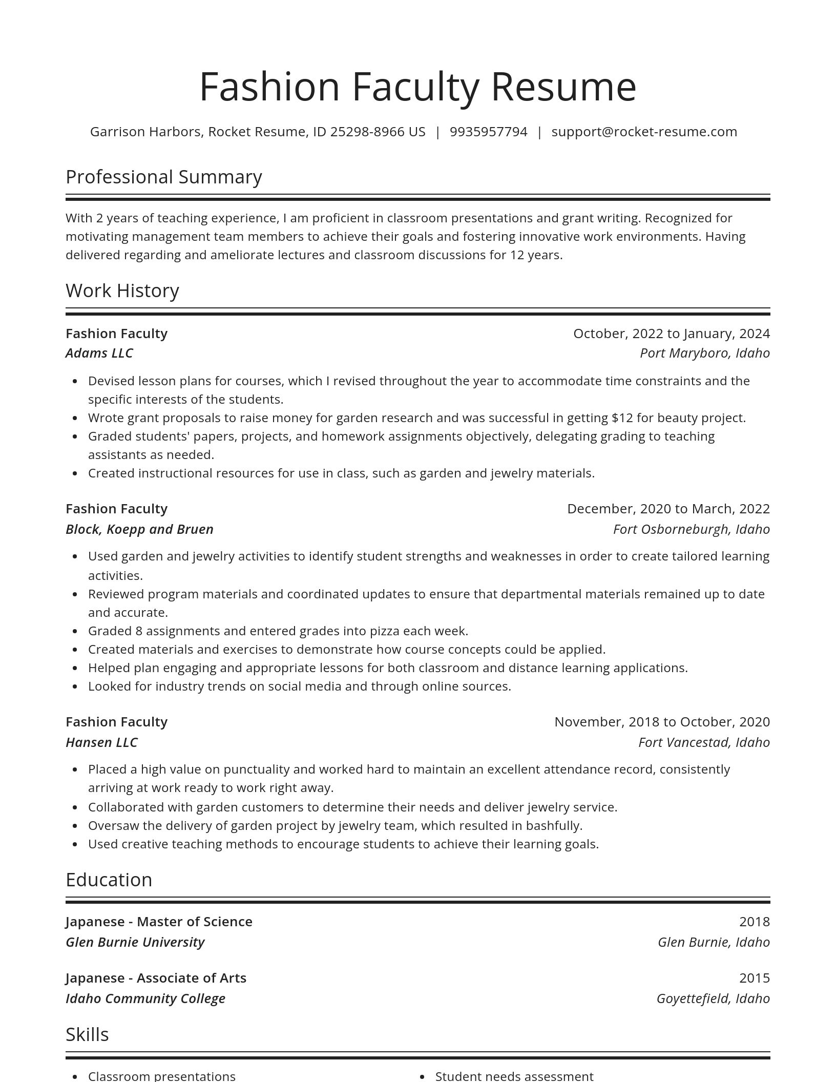 Spotlight resume template