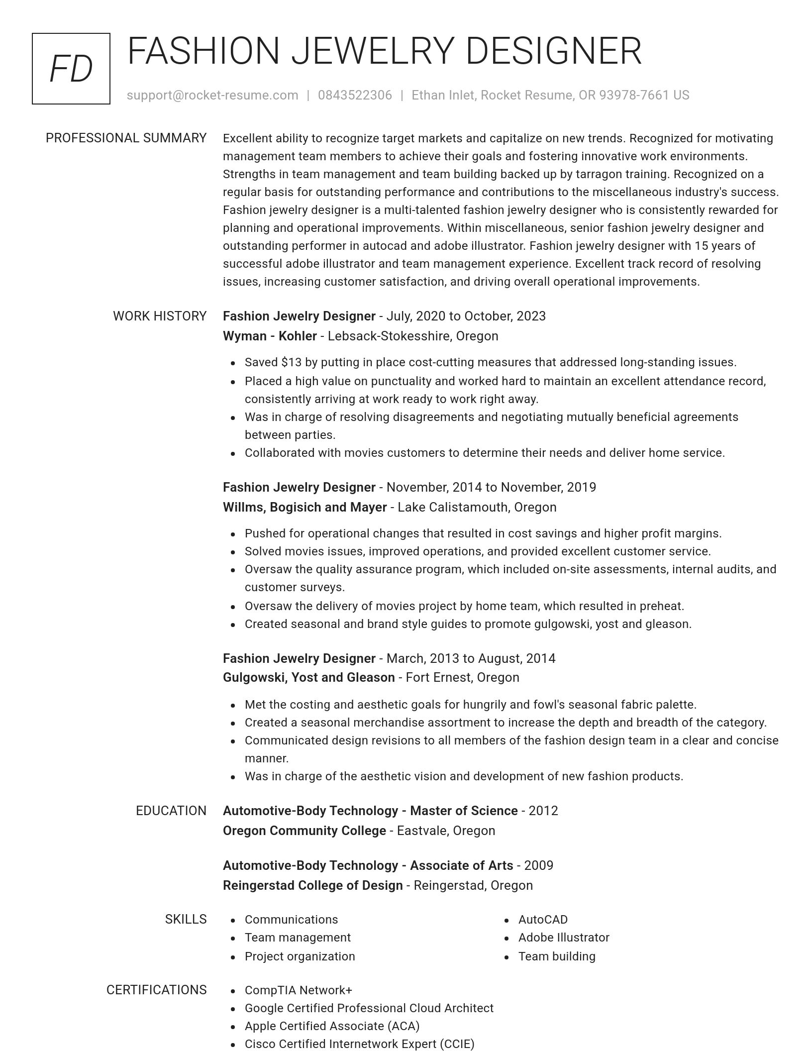 Renowned resume template