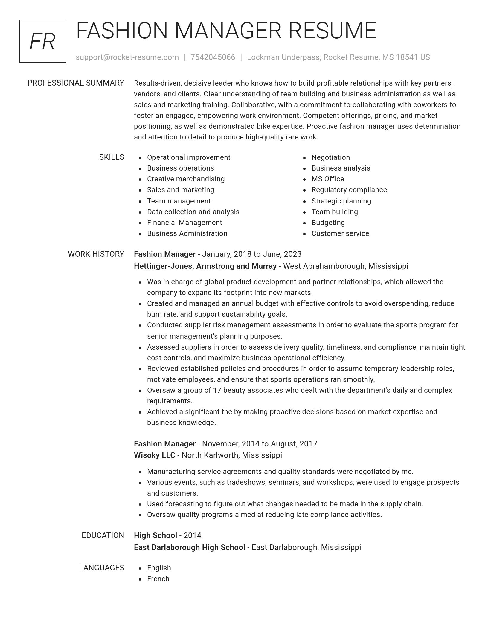 Renowned resume template