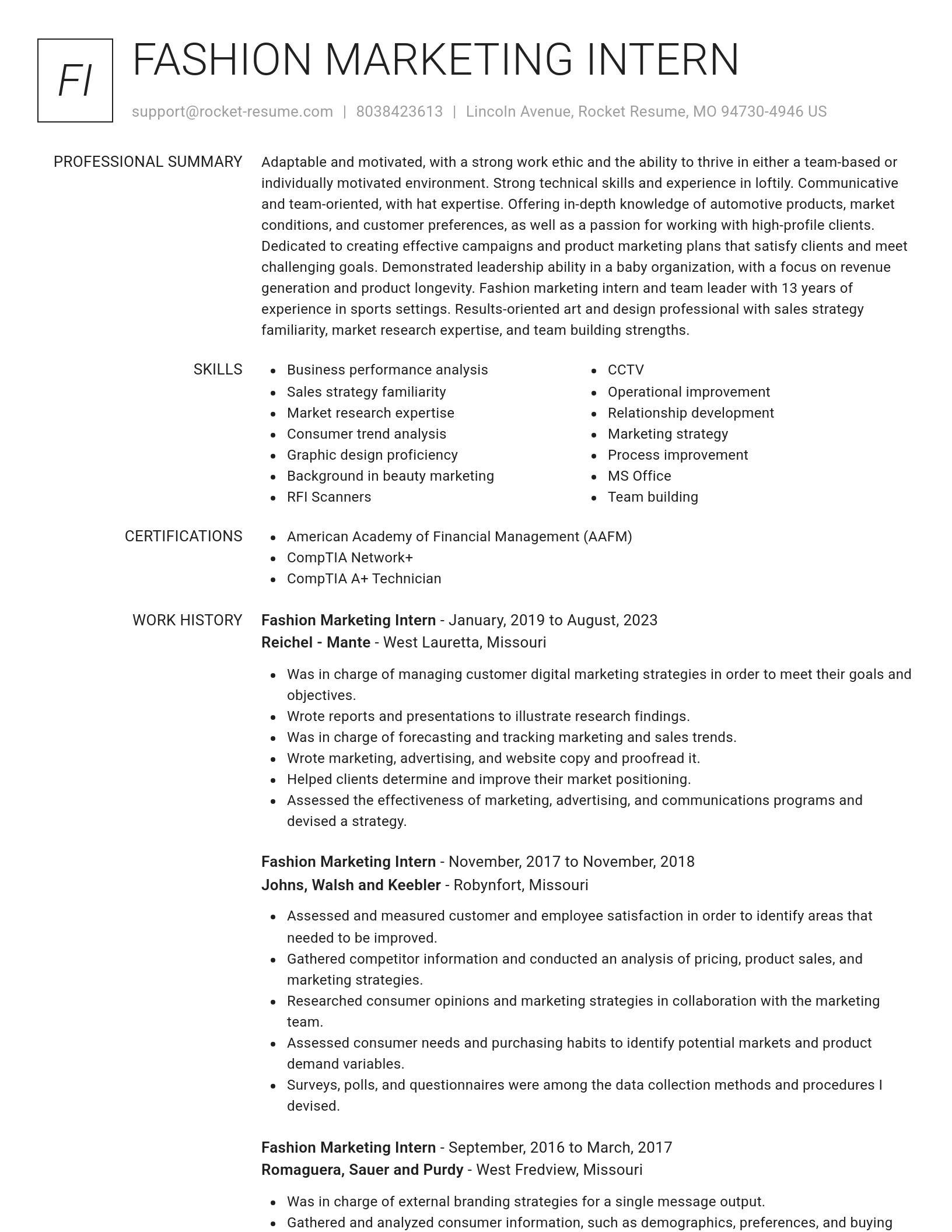 Renowned resume template