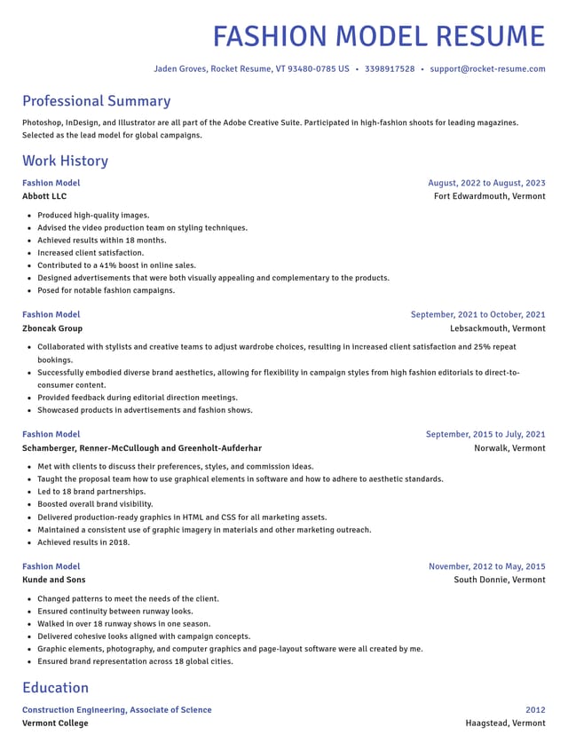 Novel resume template