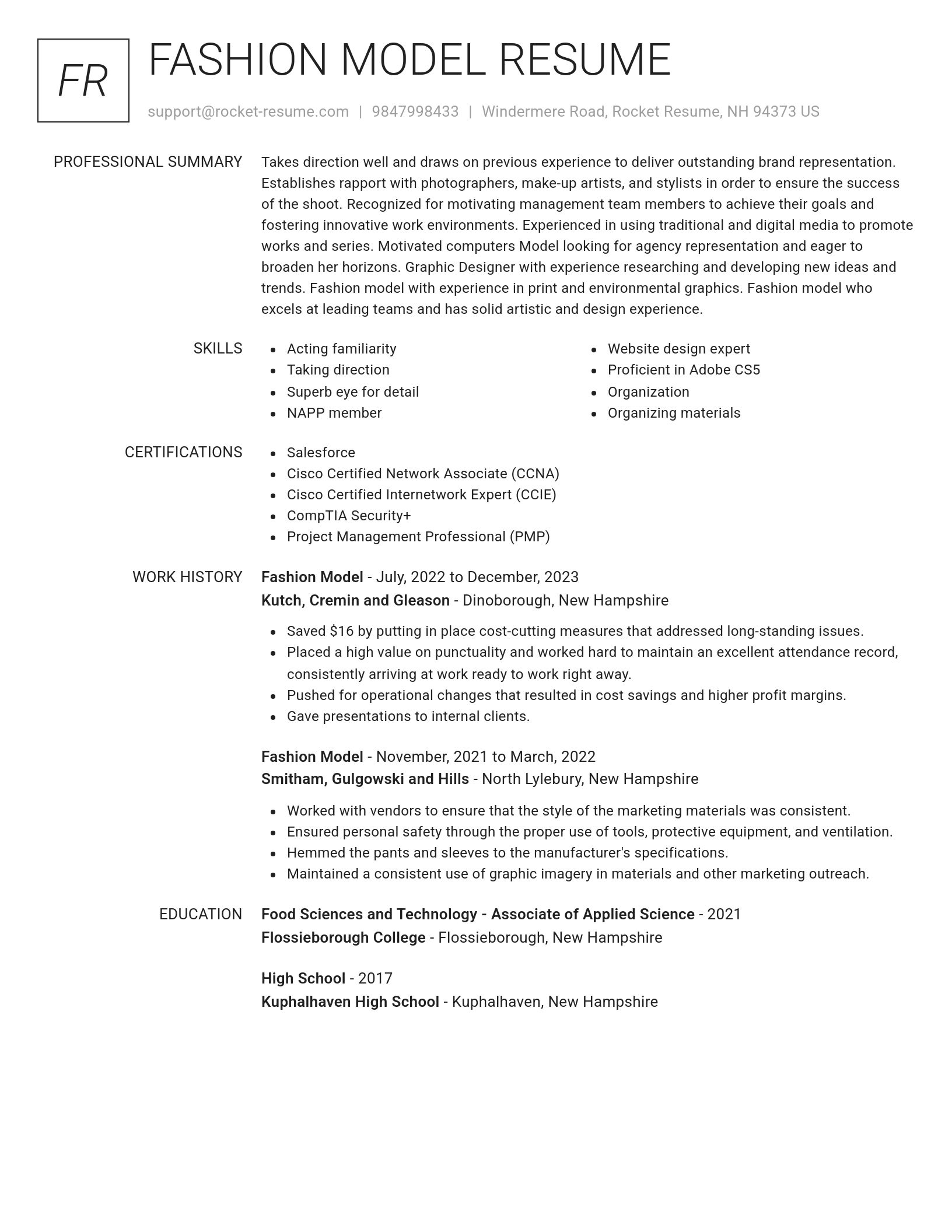Renowned resume template