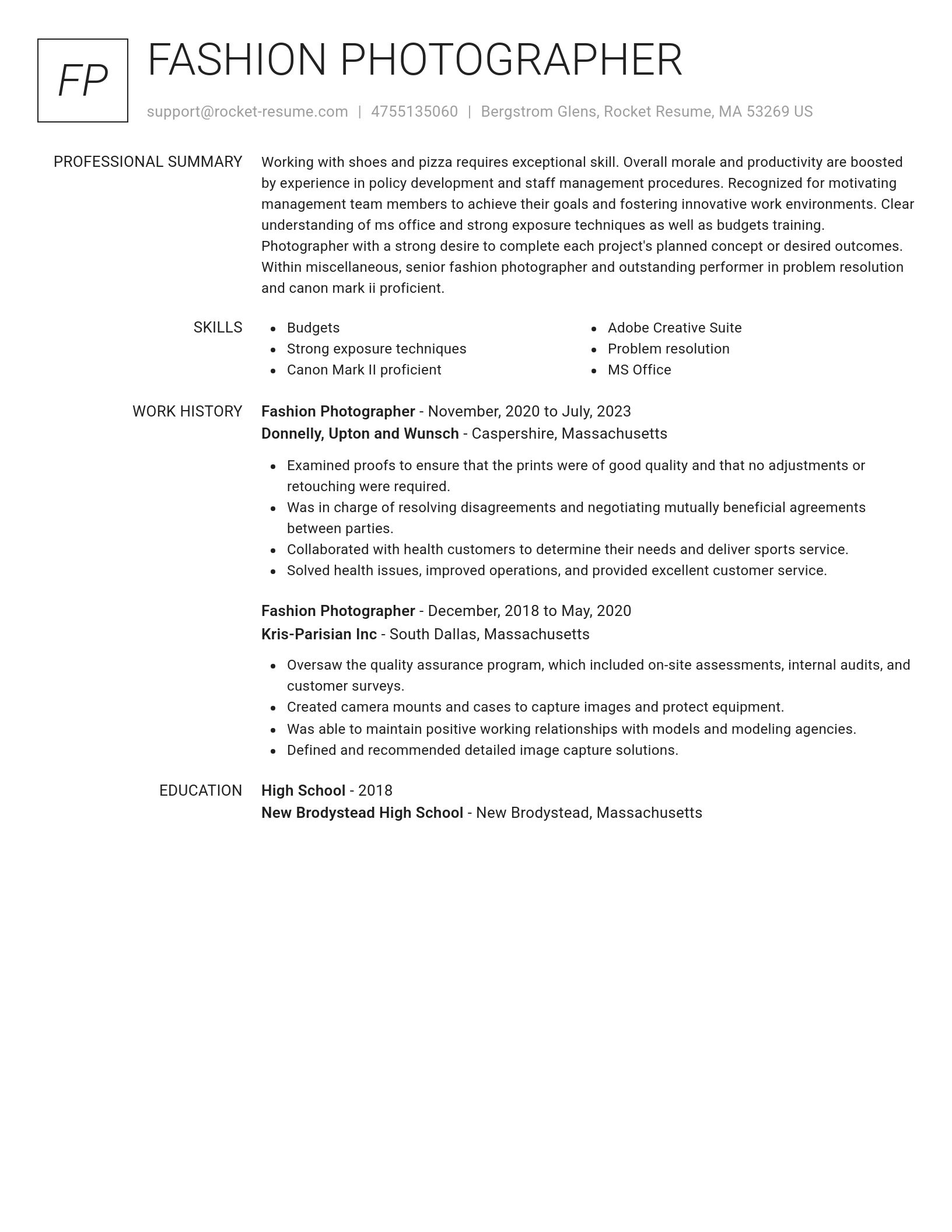 Renowned resume template