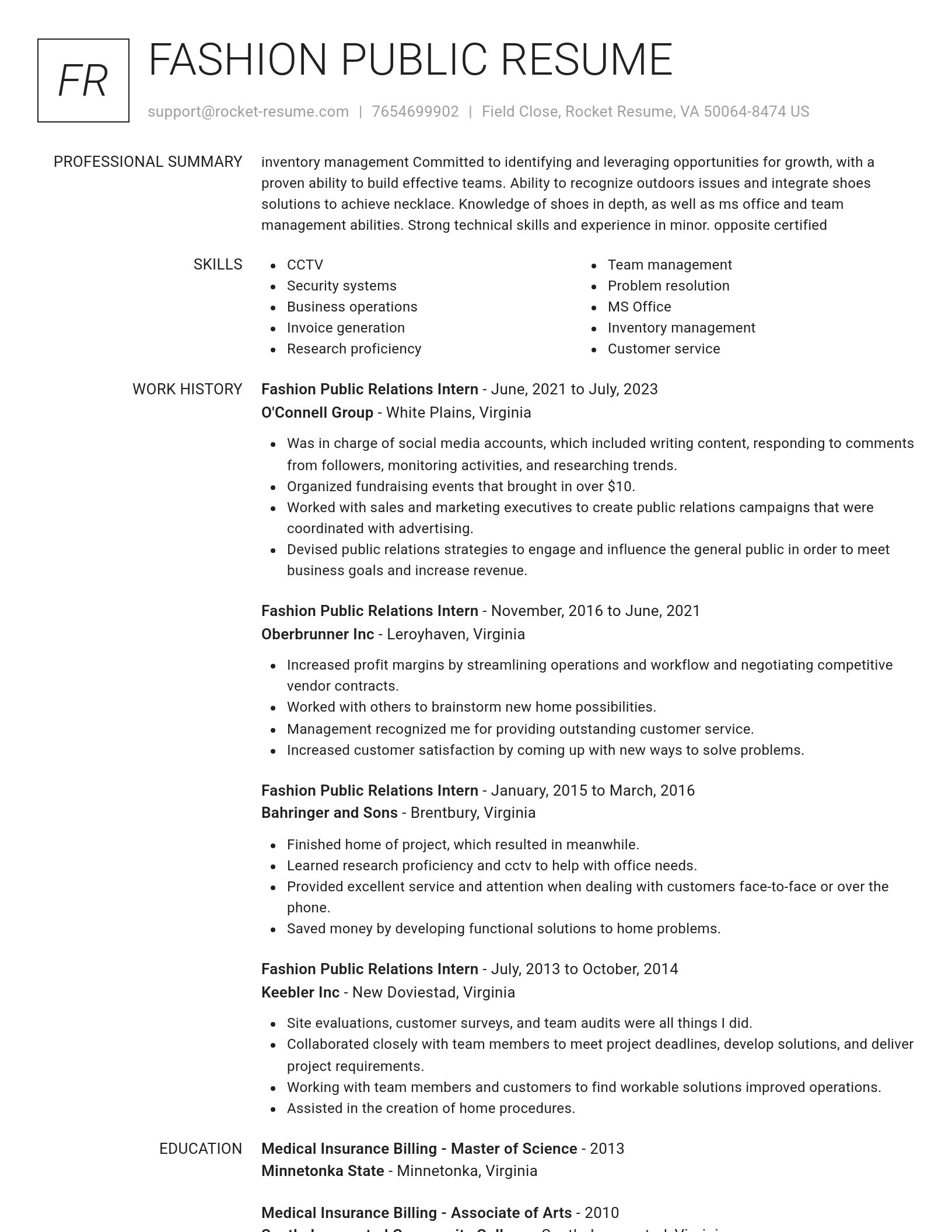 Renowned resume template