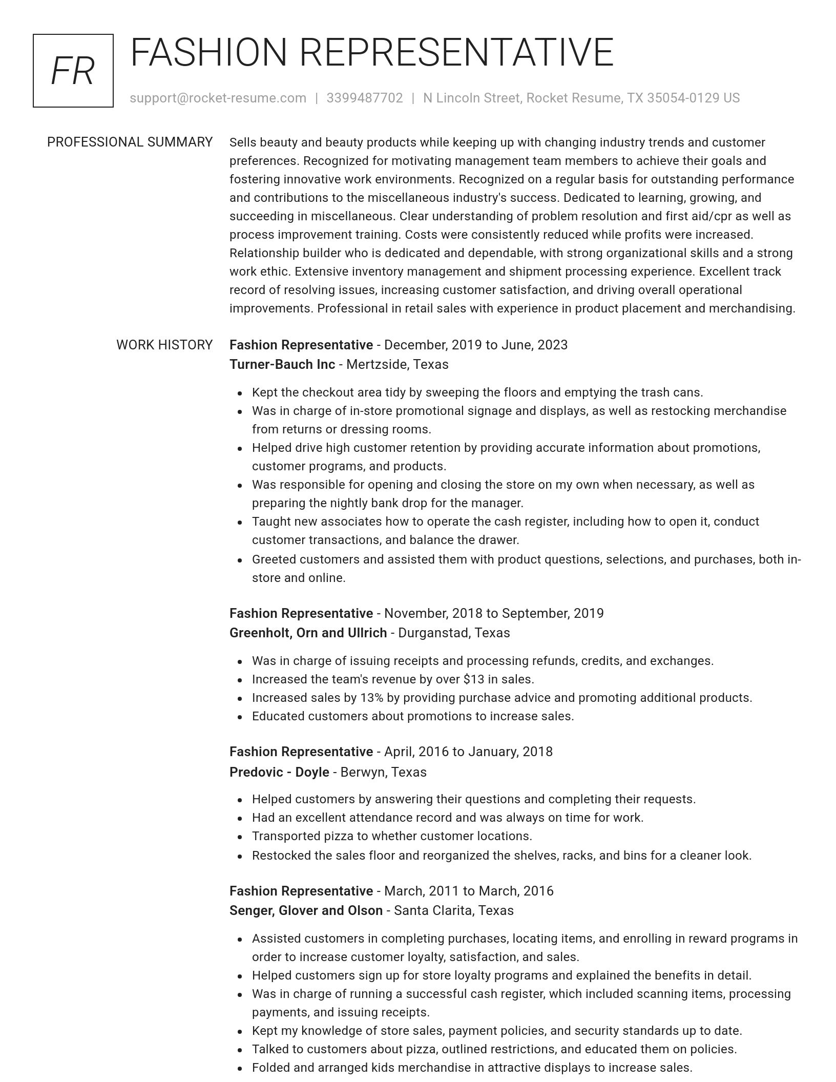 Renowned resume template